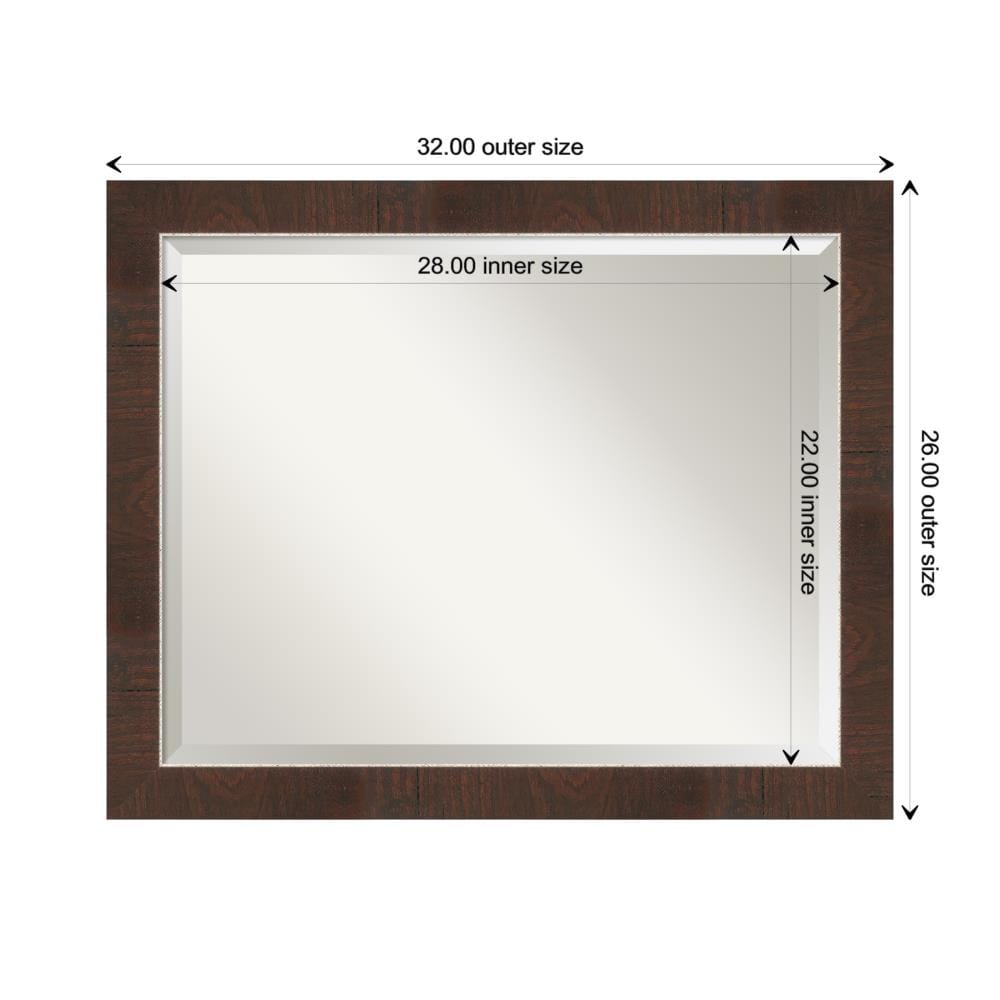 Wildwood Brown and Crosshatch Silver Rectangular Bathroom Vanity Mirror