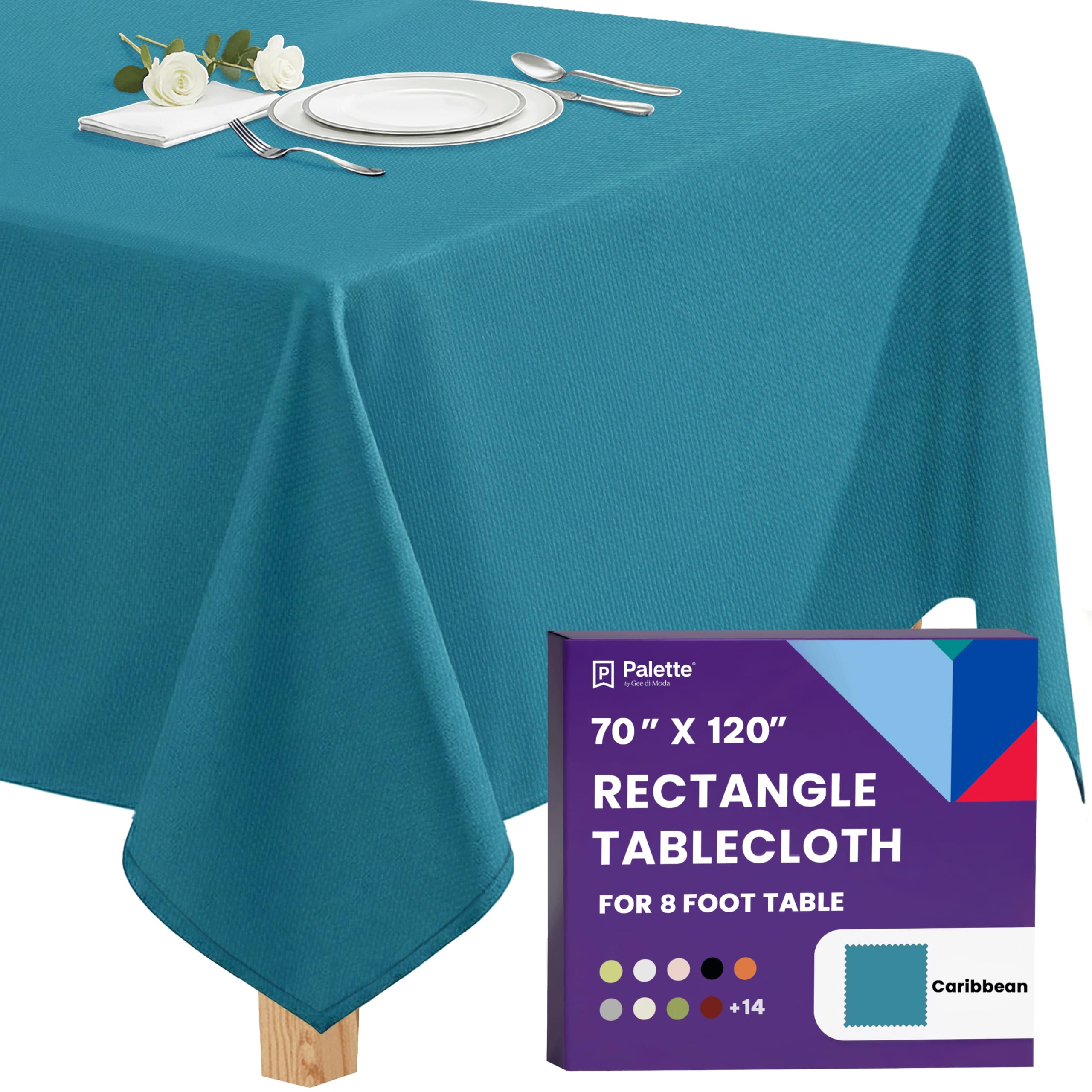 Gee Di Moda  Rectangle Tablecloth - 70 x 120 Inch Caribbean Rectangle Table Cloth - Heavy Duty Washable Fabric - for Buffet Table Holiday Party Dinner Wedding and Baby Shower