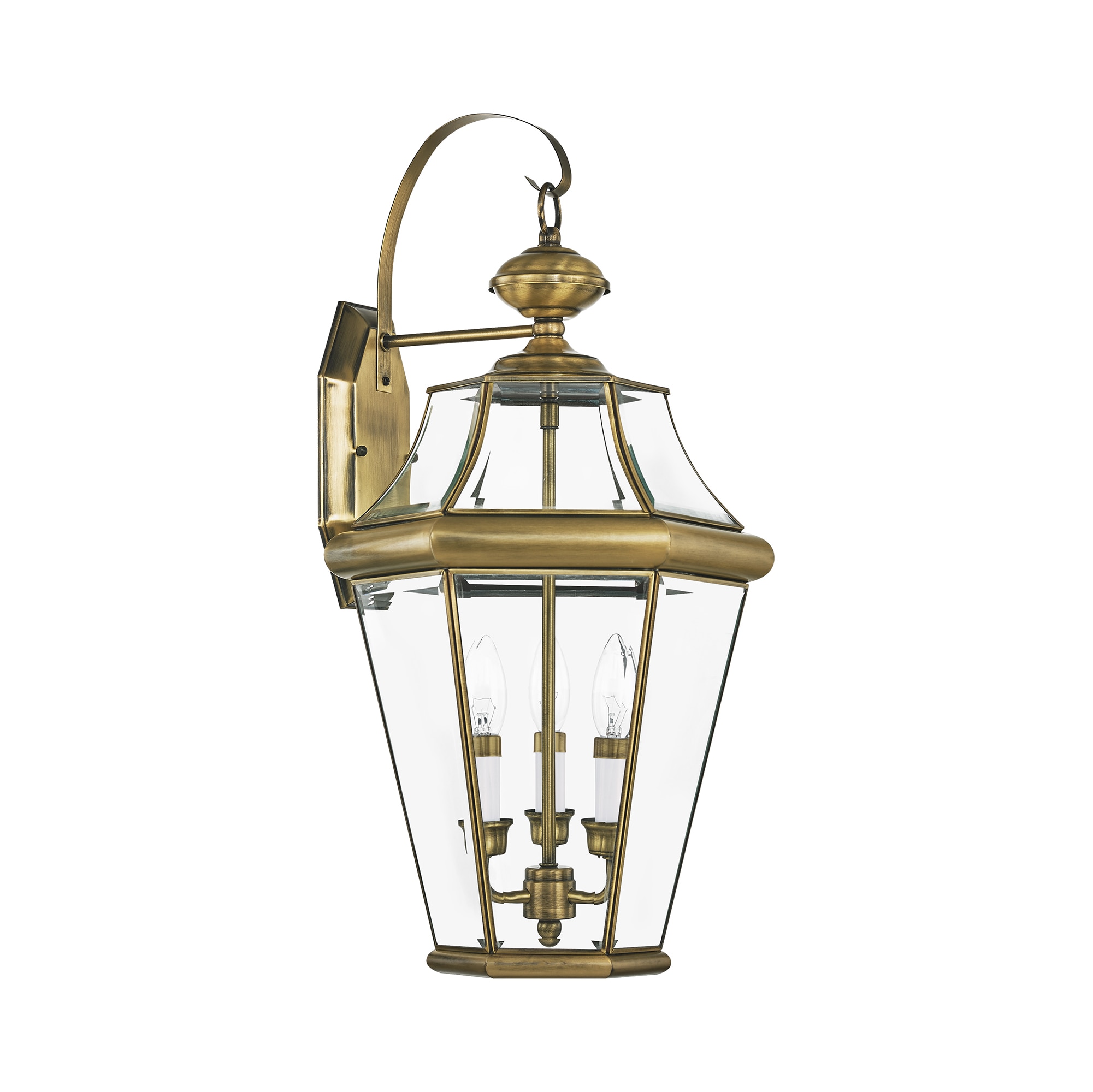 Livex Lighting 2361-01 Georgetown 3 -Light 24-in H Antique Brass Hardwired Outdoor Wall Light