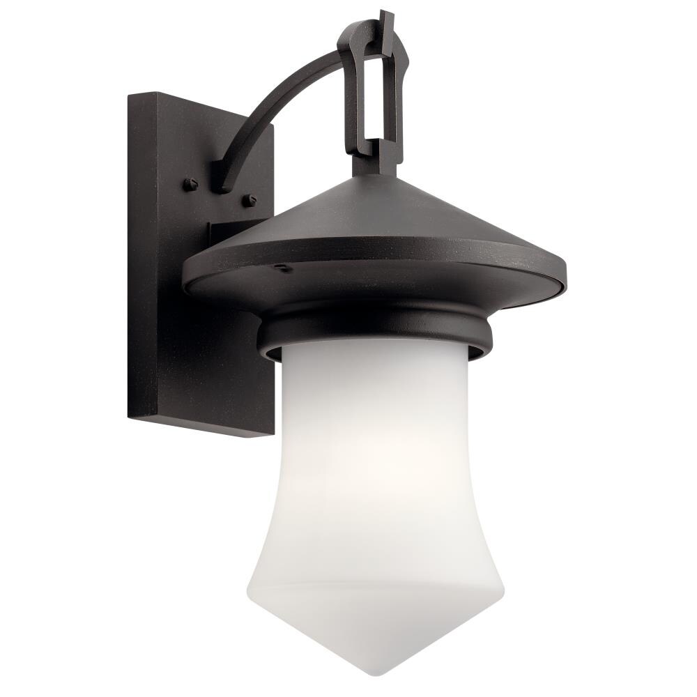 Kichler Oak Glen Distressed Bronze Rustic Etched Glass Lantern Pendant Light
