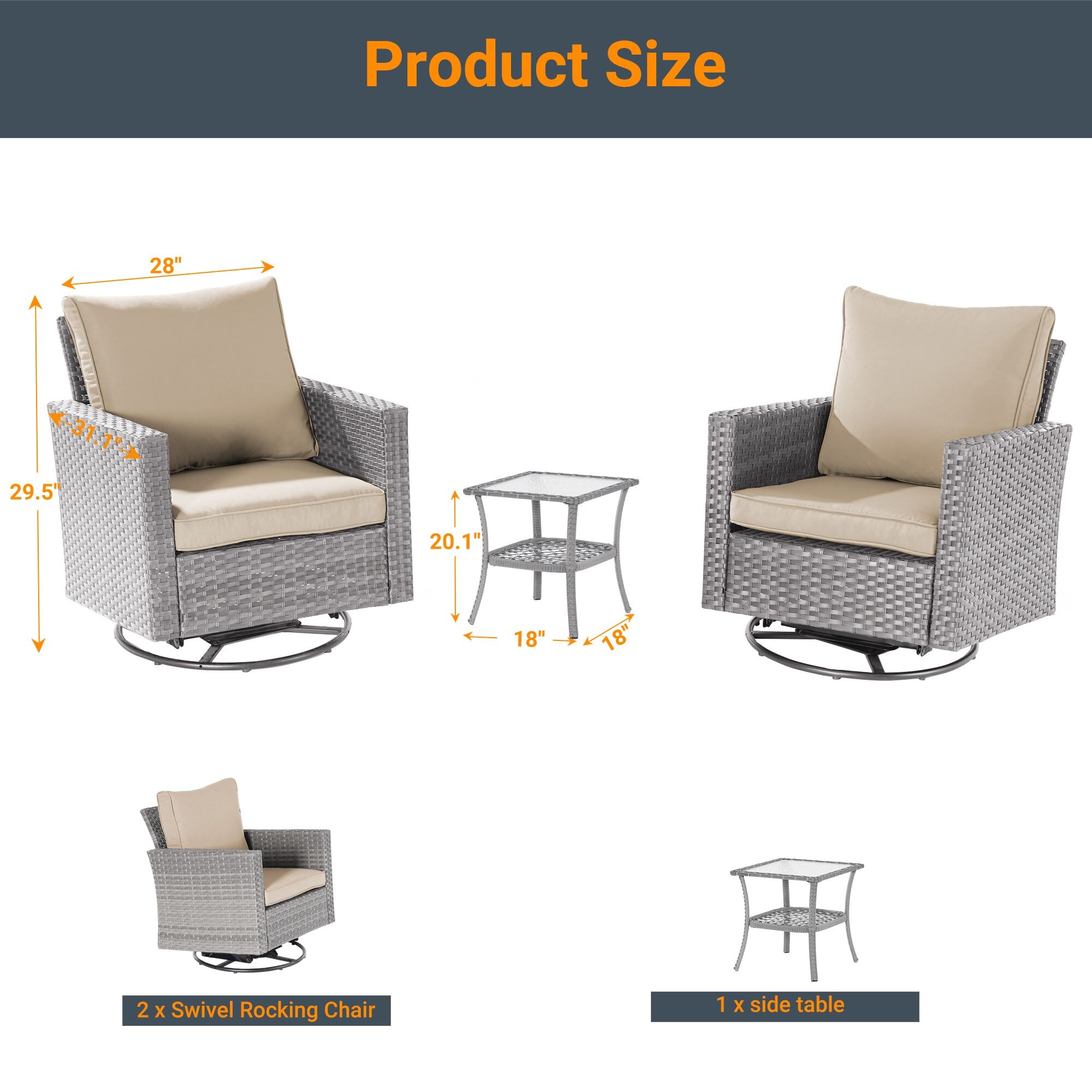 Sonkuki SD-2RCHBGTB2 Patio-Conversation-Sets - View #2