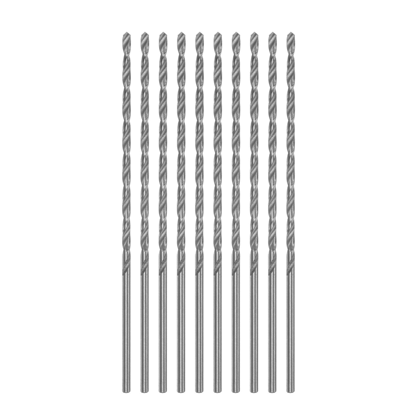 Harfington 10pcs Extra Long Drill Bits 2.0mm HSS Drill Bit with High Speed Steel Straight Shank 85mm Length for Metal Woodwork Plastic Aluminum Alloy