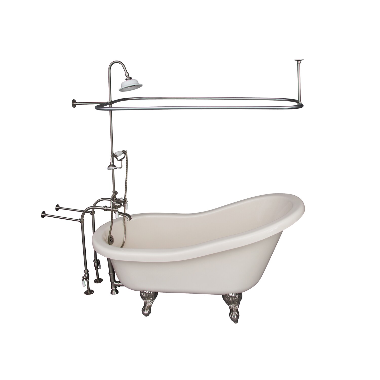 Barclay 30-in x 60-in Bisque Acrylic Oval Clawfoot Soaking Bathtub with ...