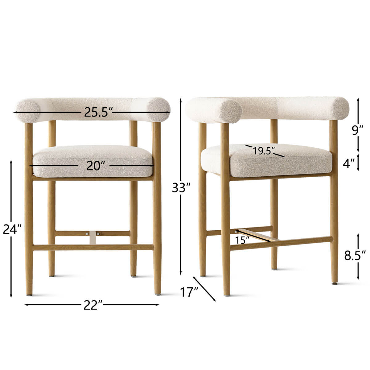 Maison Boucle MELB-COUNTE-BOUC-BEI stools - View #3