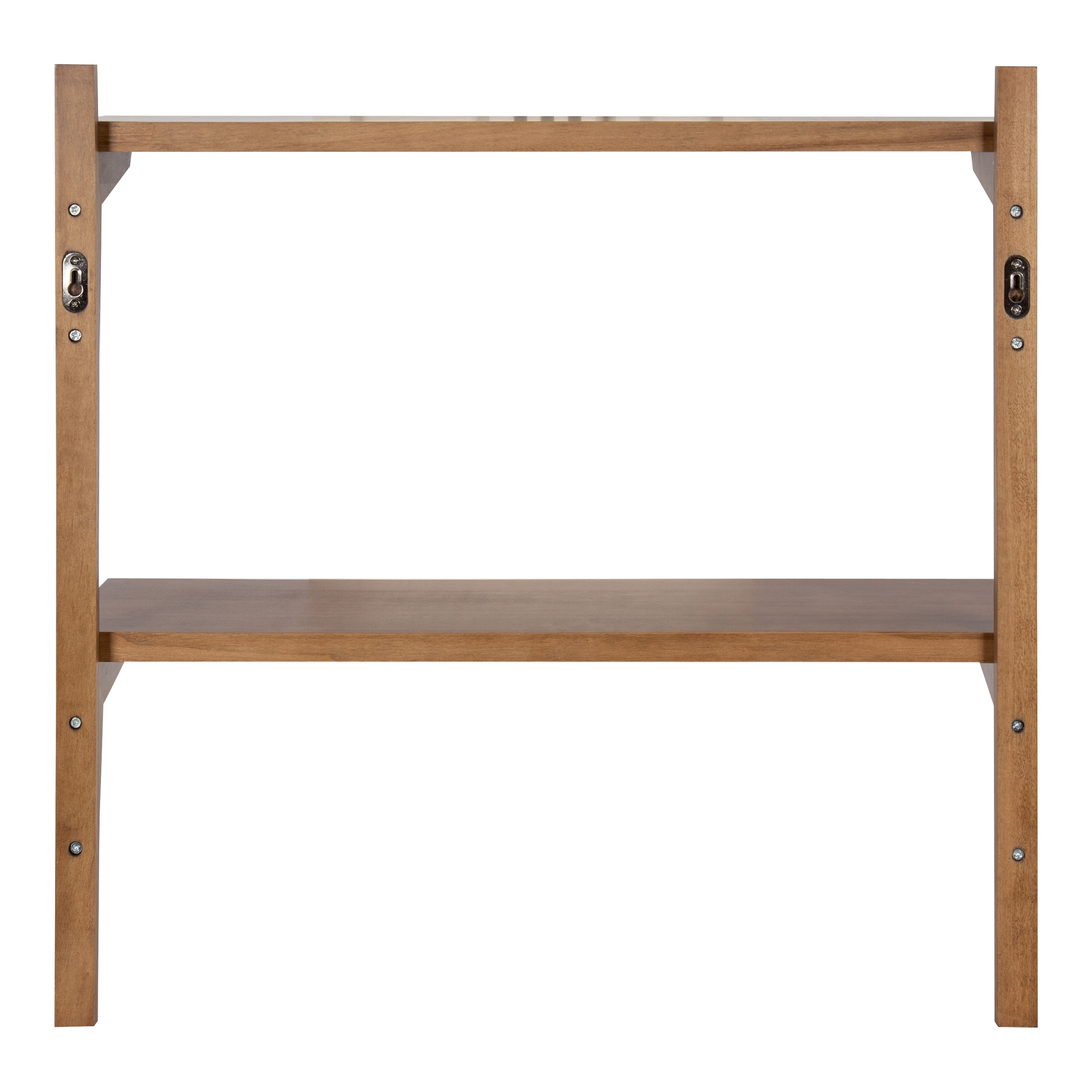 Rustic Brown Poplar Wood Floating Wall Shelf with Two Tiers