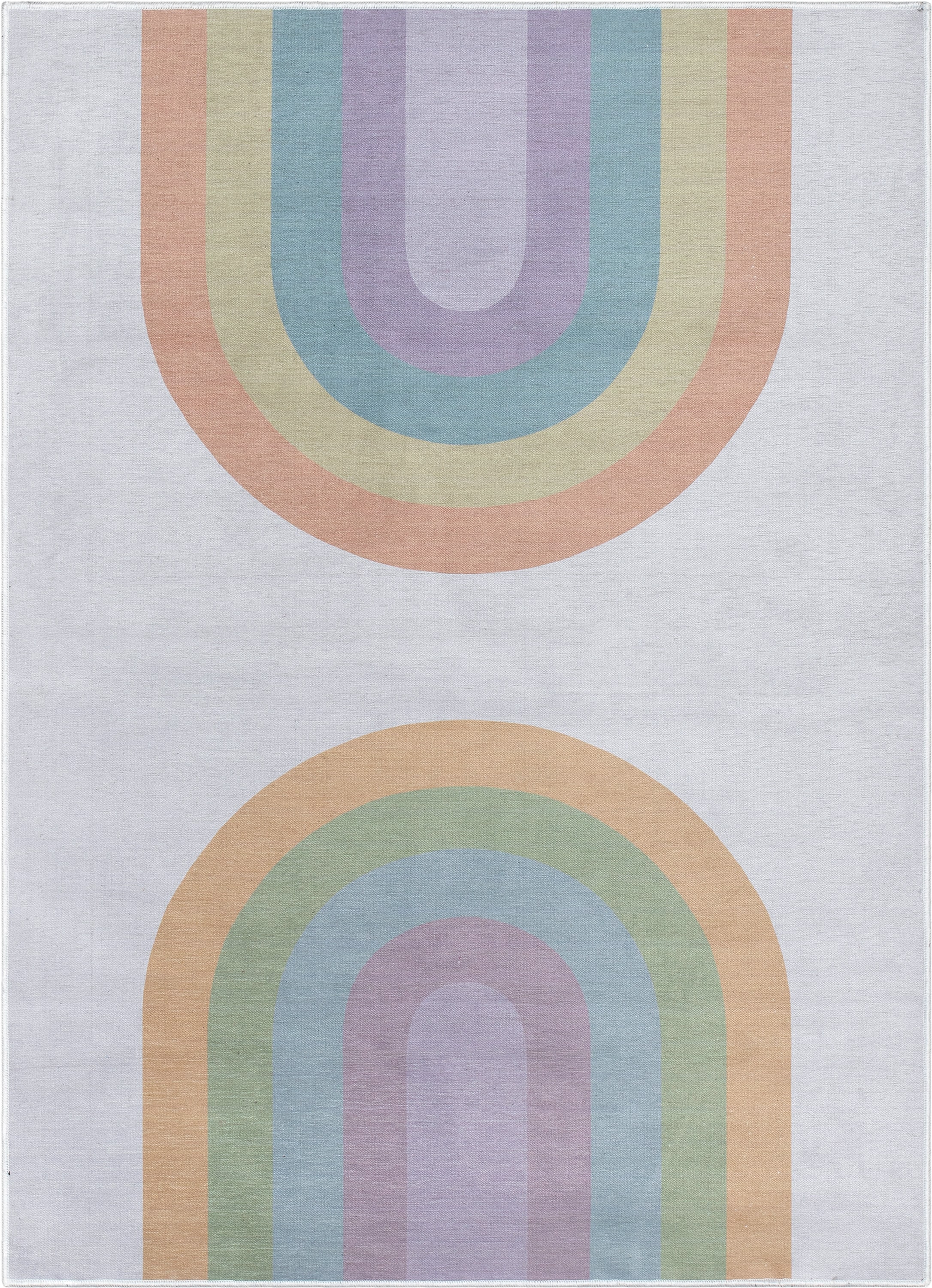 Multicolor Rainbow Watercolor Chenille Kids Area Rug 3'3" x 5'