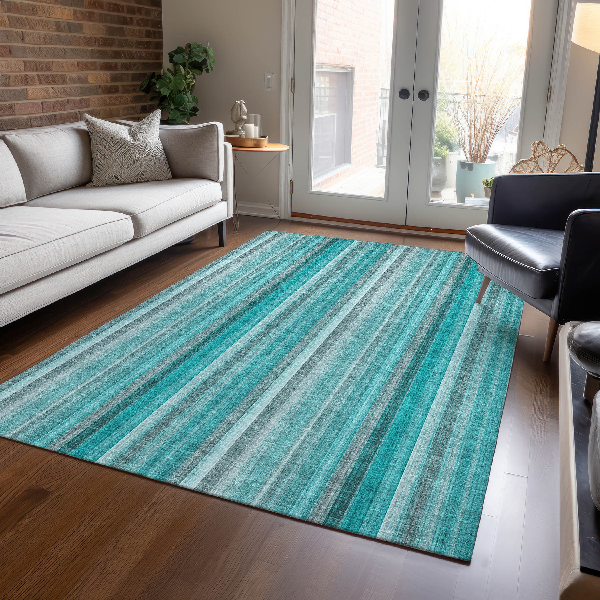 Addison Rugs ACN543TE3X5 Chantille ACN543TE 3 x 5 (ft) Polyester Teal Rectangular Indoor/Outdoor Geometric Machine washable Area rug