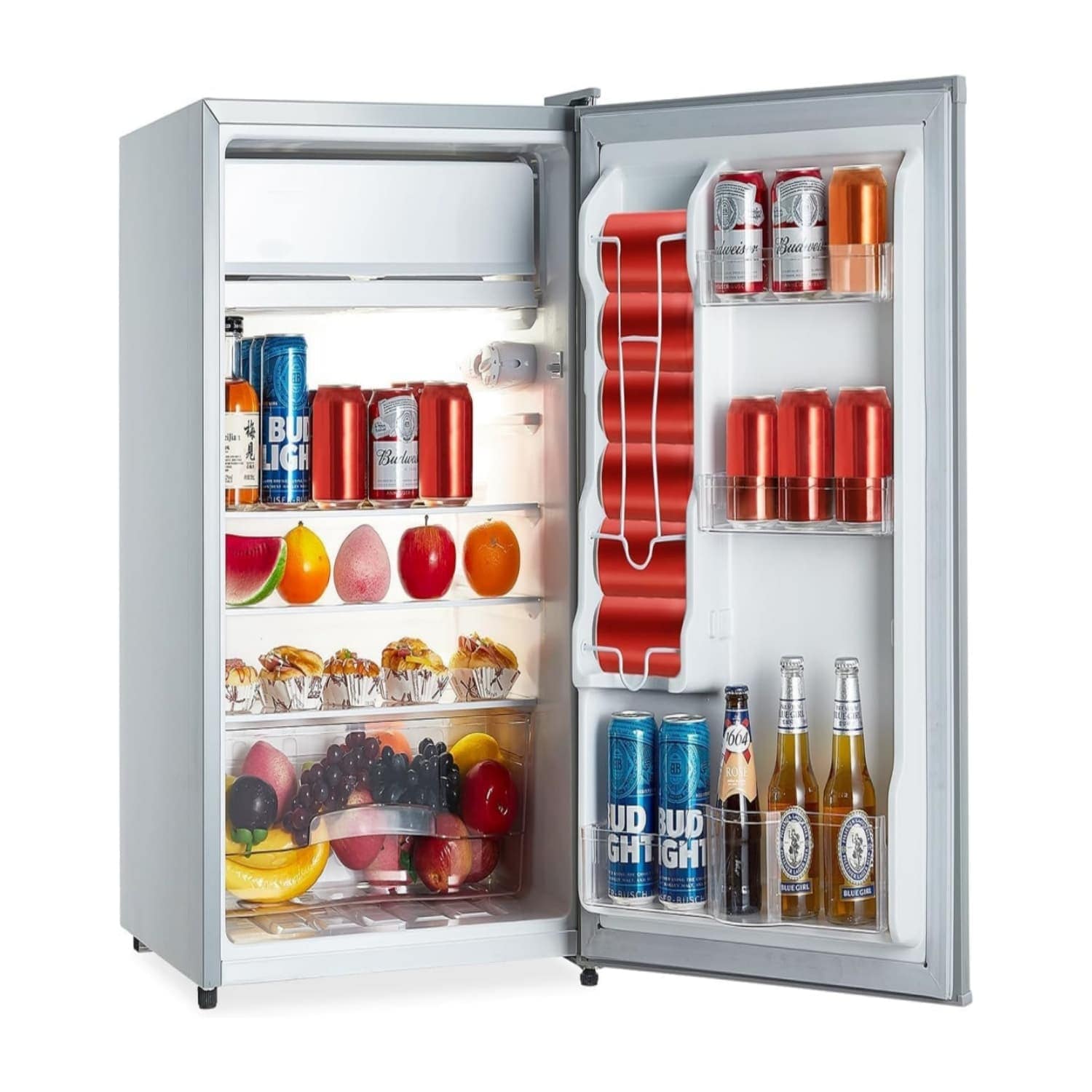 Qeetex LSHQQPHO-121FWWFT 43 Cu Ft Mini Fridge with Freezer Compact Single Door Refrigerator Adjustable Thermostat Energy-Efficient  Low Noise Grey