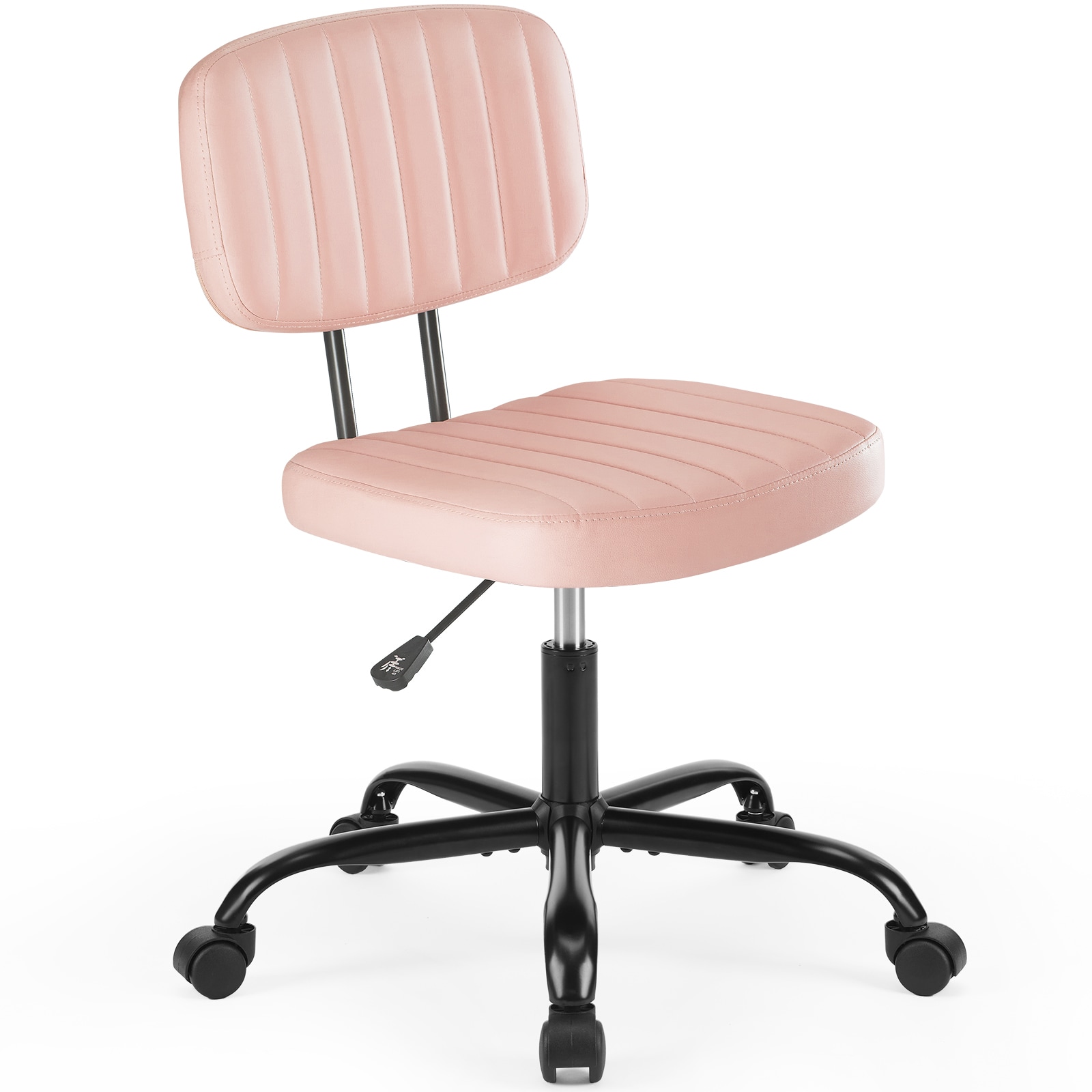 Sweetcrispy 18-in W Pink PU Leather Armless Swivel Office Desk Chair ...