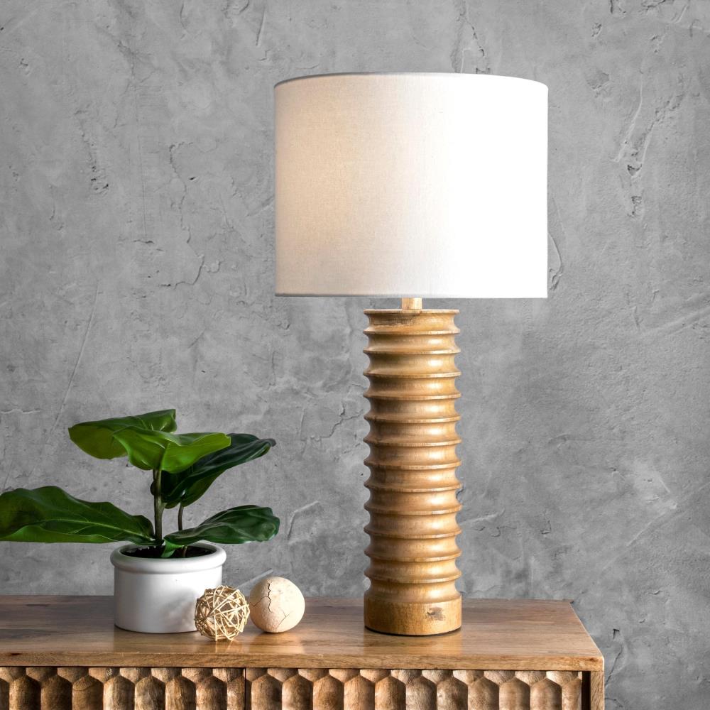 Phoenix 30" Gray Glass Table Lamp with Cotton Shade