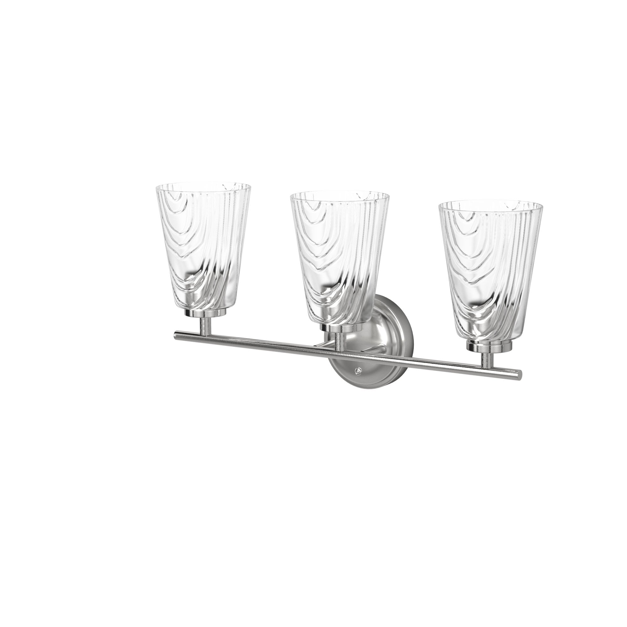 Polished Nickel 3-Light Bathroom Vanity Fixture with Glass Shades