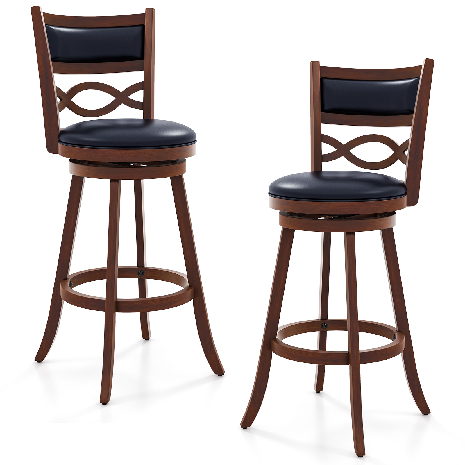  ID11963ES29 Espresso Black 29-in H Bar height Upholstered Swivel Wood Bar Stool