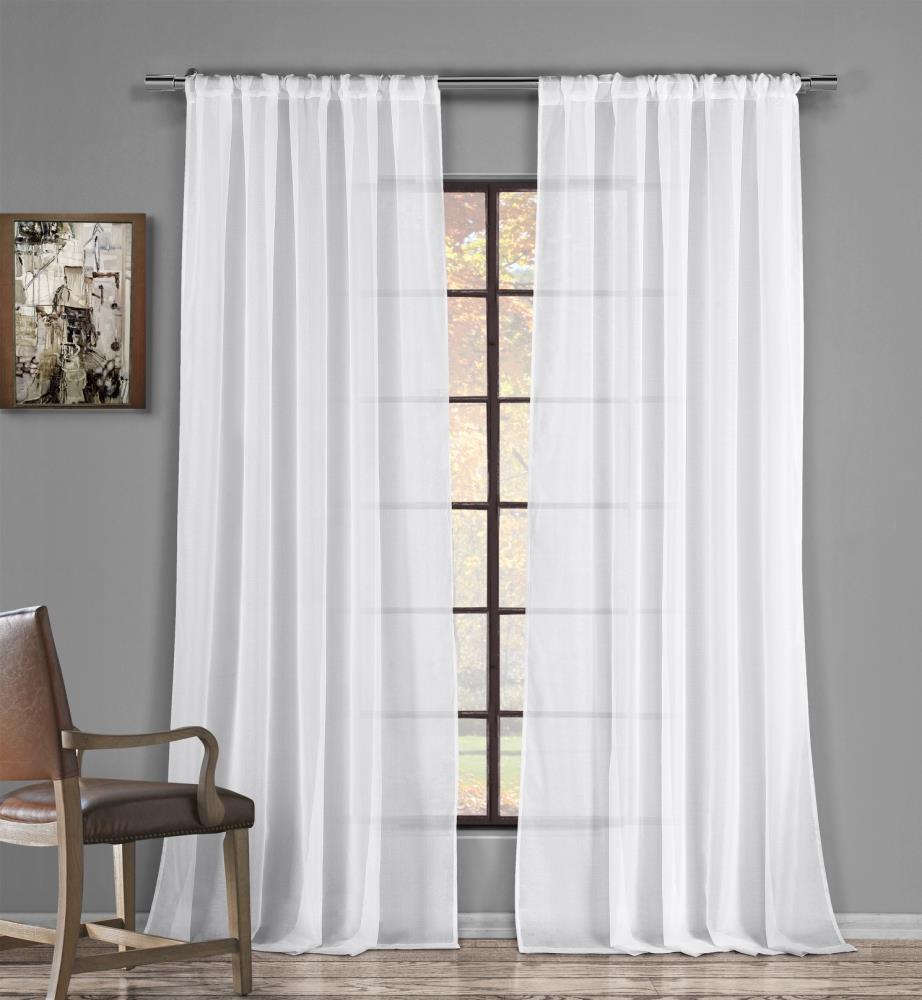 Duck River Textile MARWH=12 /15497 84-Inches White Sheer Standard lined Rod pocket Curtain panel pair