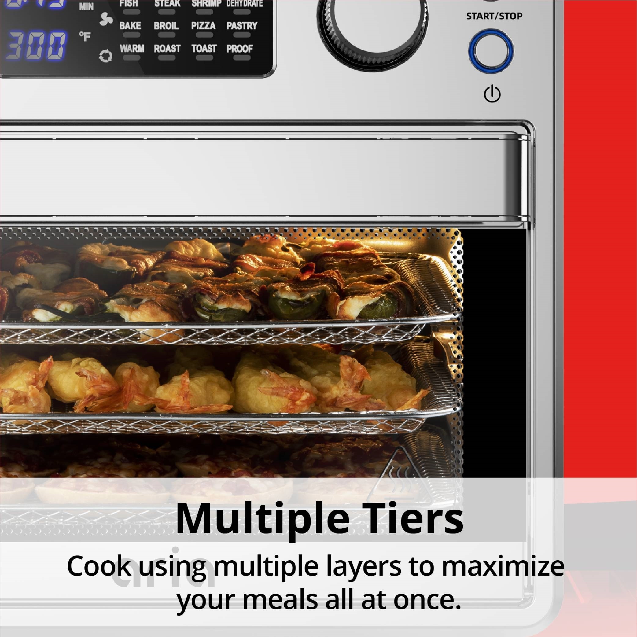 16 qt. Air Fryer Oven Ariawave Mini Stainless Steel with Rotating Rotisserie, Silver