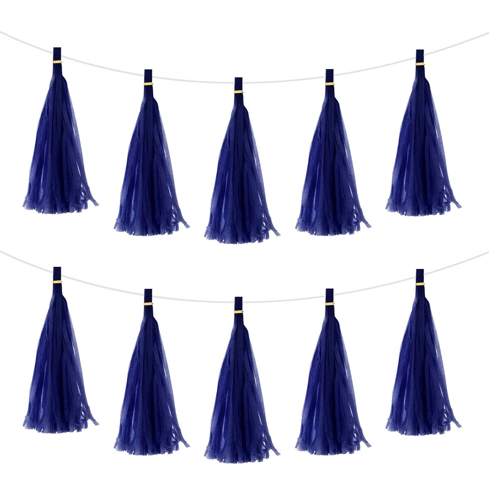 Unique Bargains 15Pcs Drak Blue Tassel Garland Banner with Rope Tissue Paper Tassels Party DIY Kits for Anniversary Wedding Birthday Party