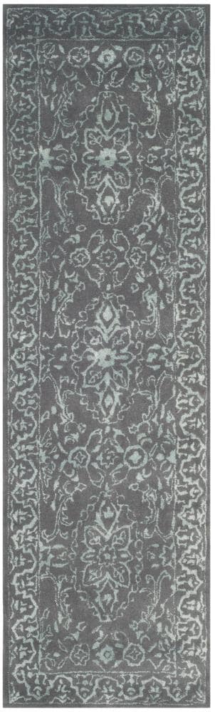 Safavieh GLM516C-28 Glamour Cleo 2 x 8 (ft) Tufted Synthetic Opal/Gray Rectangular Indoor Floral/Botanical Vintage Runner rug