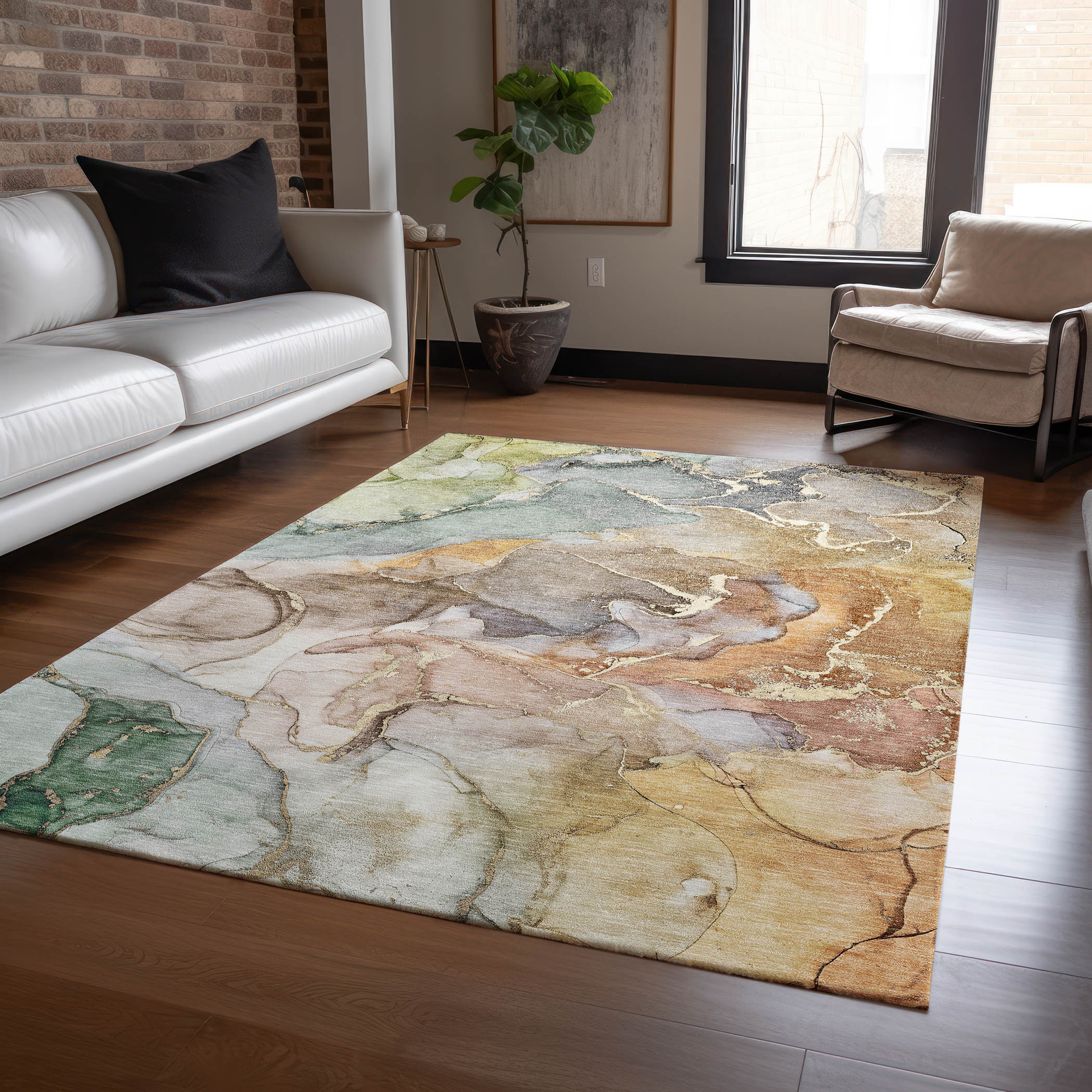 Addison Rugs ACN500BG5X8 Chantille ACN500BG 5 x 7 (ft) Polyester Beige Rectangular Indoor/Outdoor Abstract Machine washable Area rug
