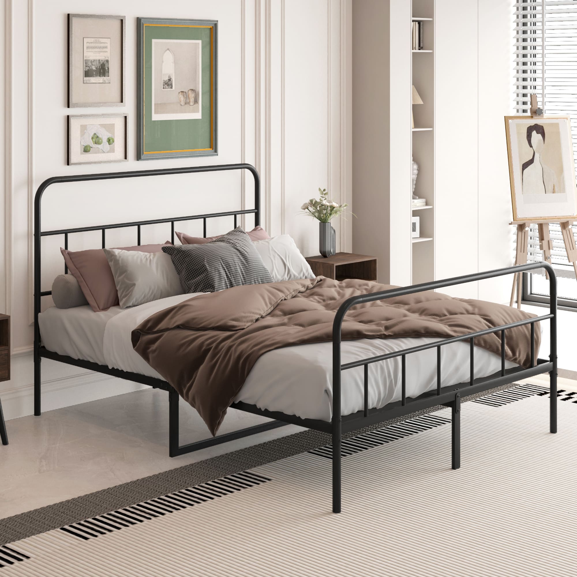Full Metal Platform Bed frame with Headboard Beds at Lowes.com