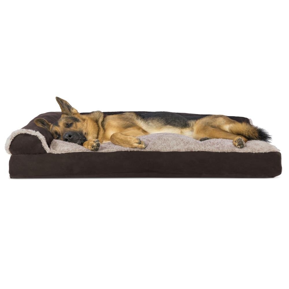 FurHaven Rectangular Espresso Polyester Bolster Dog/Cat Bed (Large) in ...