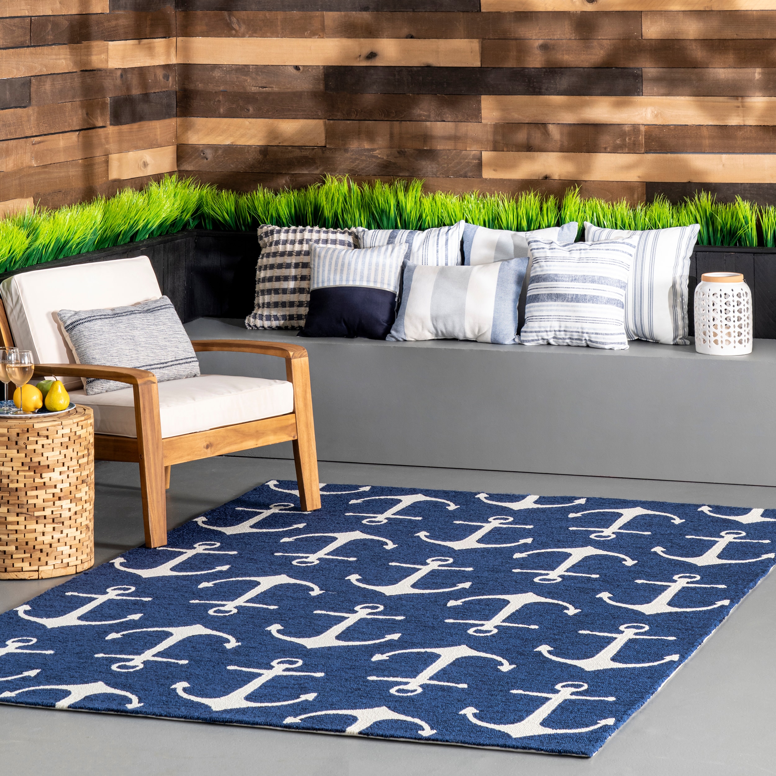 nuLOOM Despina 2 X 4 (ft) Navy Indoor/Outdoor Geometric Area Rug