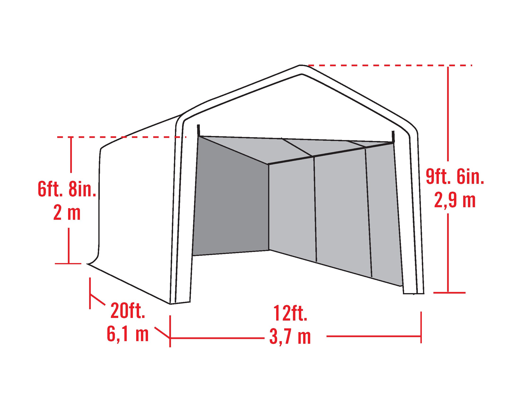 White 12 x 20 ft. Canopy Enclosure Kit with Zippered Door
