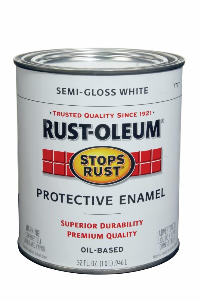 Rust-Oleum Stops Rust Semi-gloss White Enamel Oil-based Interior Paint  (1-quart) in the Interior Paint department at
