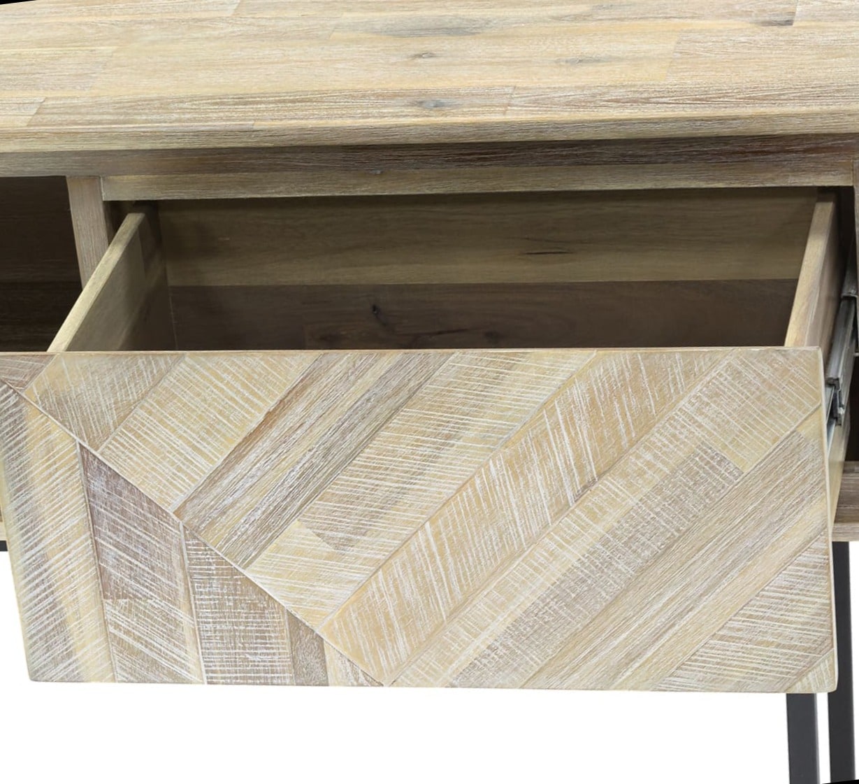 Transitional Beige Acacia Wood Console Table with Storage