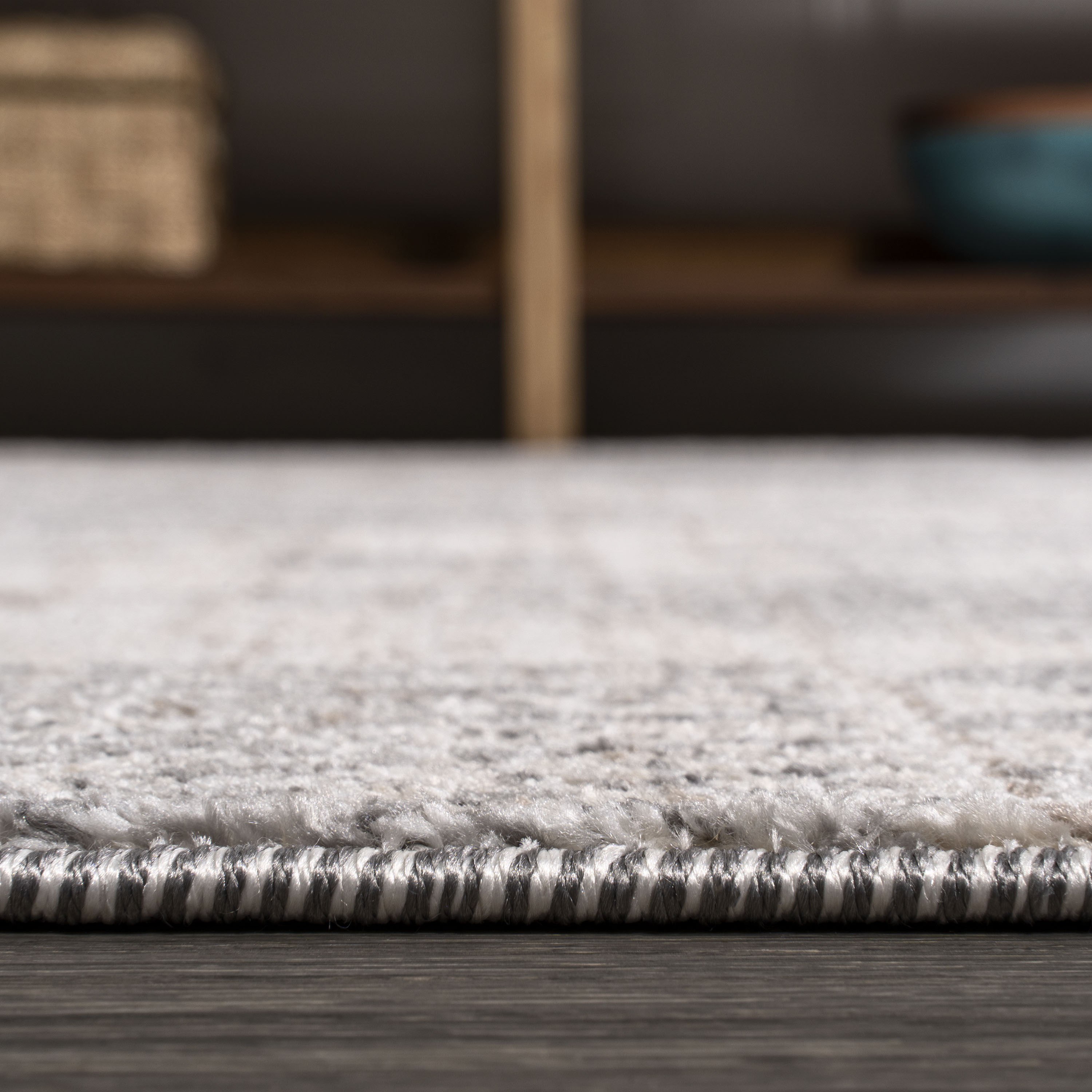 Gray Geometric Synthetic 2' x 10' Runner Rug