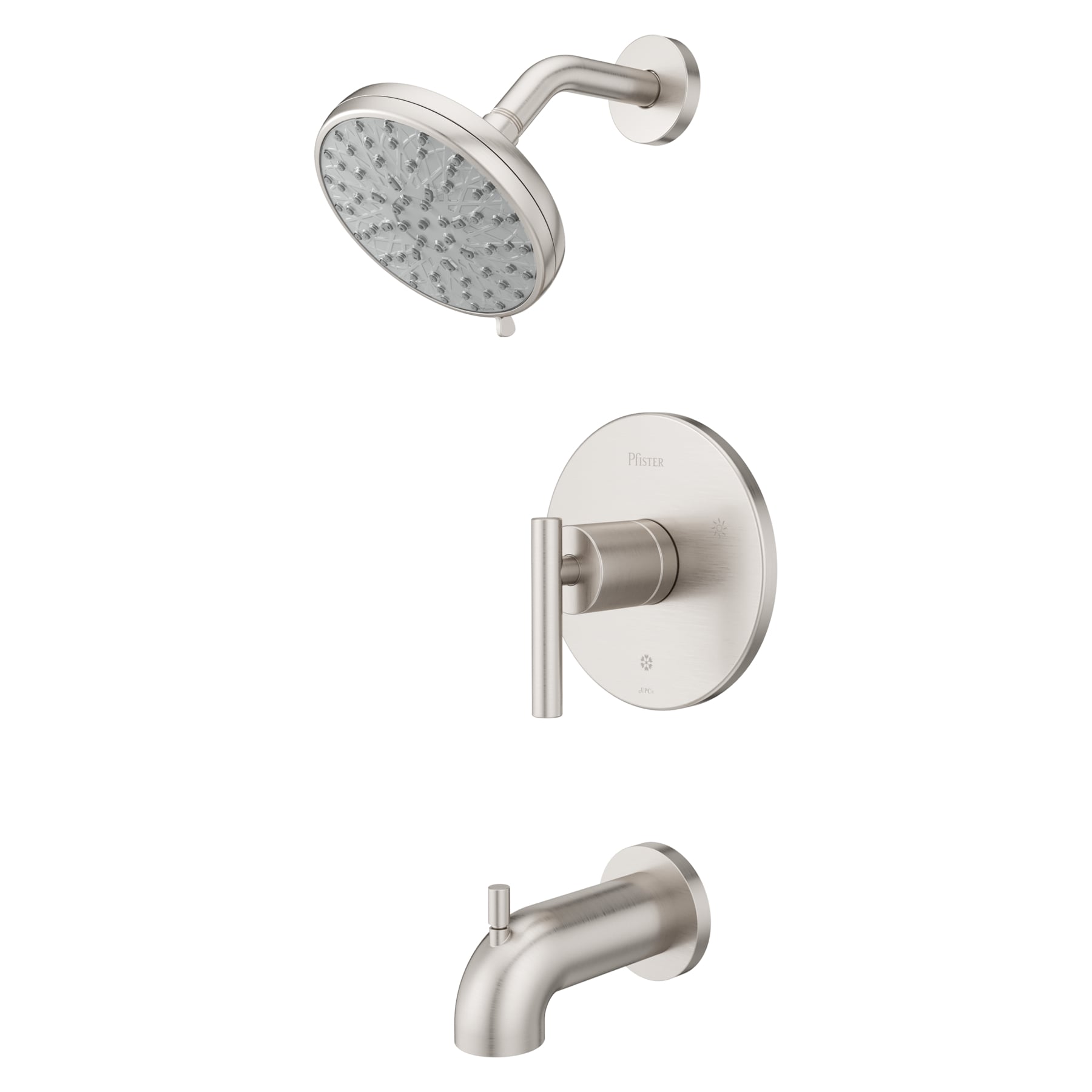 Pfister Zeelan Spot Defense Brushed Nickel 1-handle Multi-function Round  Bathtub and Shower Faucet Valve Included