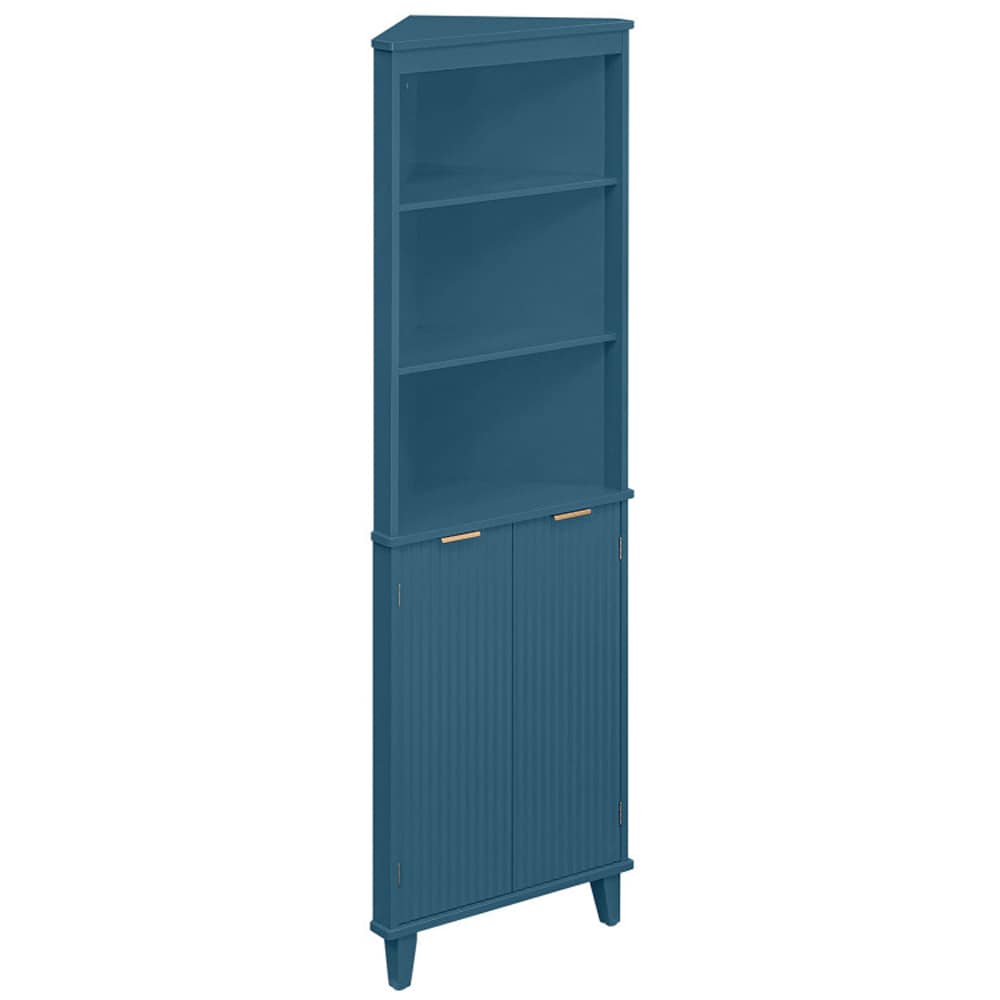 Clihome 20.5-in x 68-in x 12.5-in Blue Freestanding Soft Close Corner Linen Cabinet