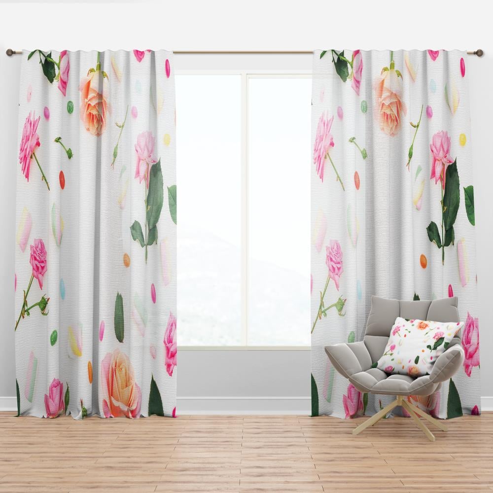Designart CTN24271-52-84 84-Inches White Abstract Room darkening Thermal lined Rod pocket Single curtain panel
