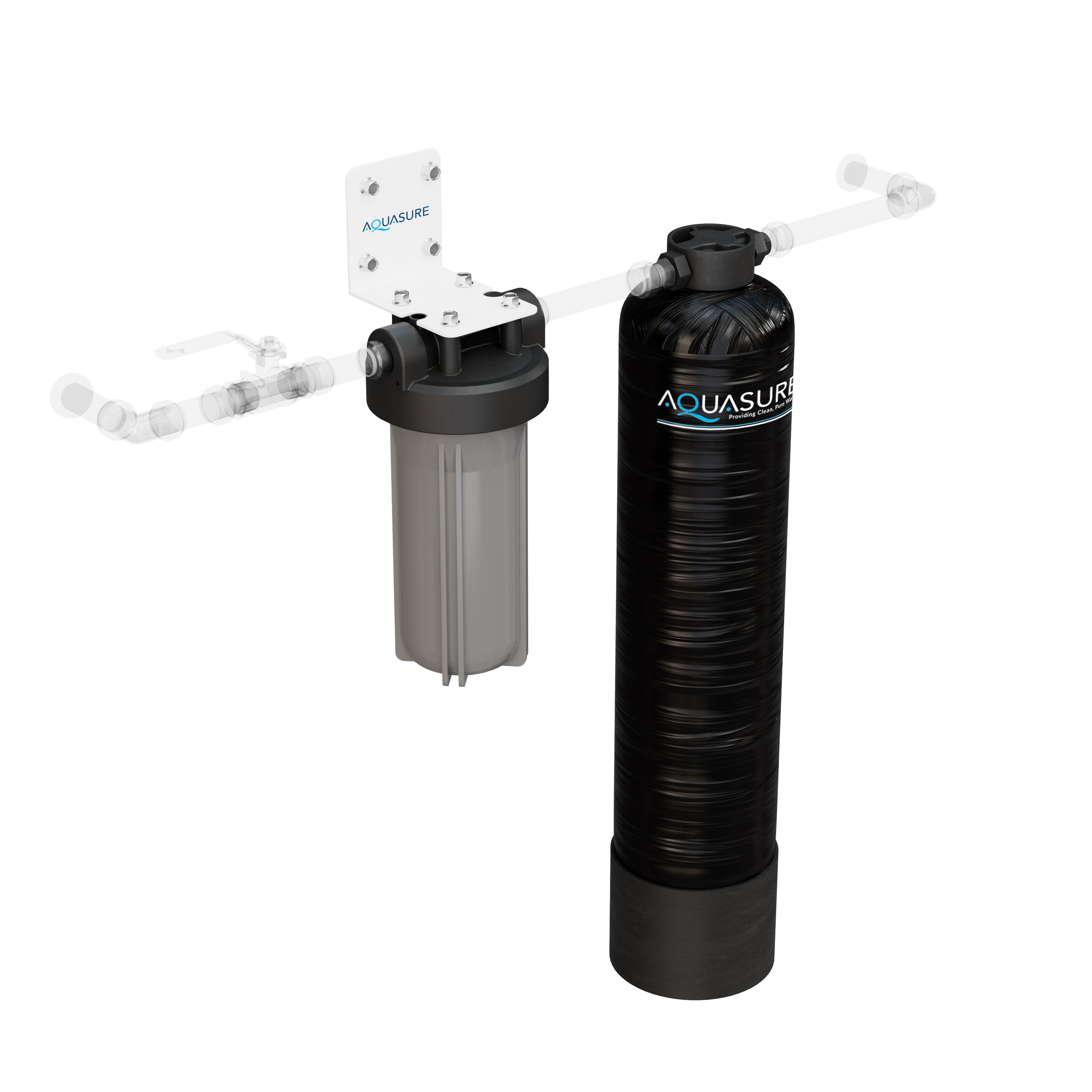 AQUASURE AS-SF650HL Serene Series Dual-stage 10-GPM Scale control media Hard water Whole House Water Filtration System