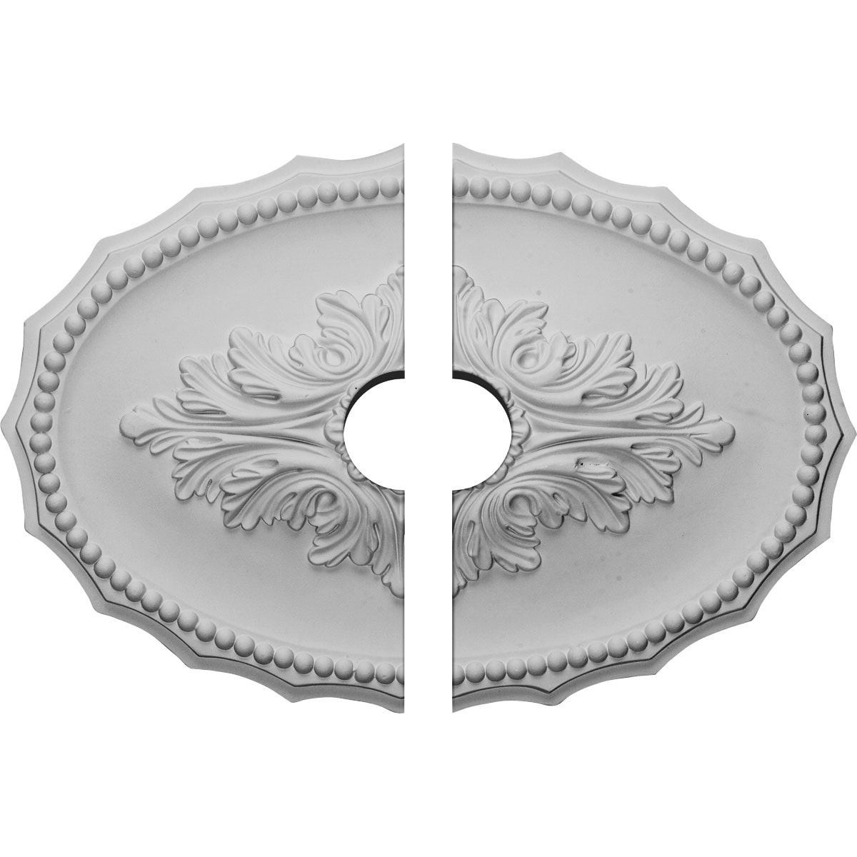 Ekena Millwork CM16OX2-03500 Oxford 16.875-Inches W x 11.75-Inches L Architectural Primed Polyurethane Split Ceiling Medallion