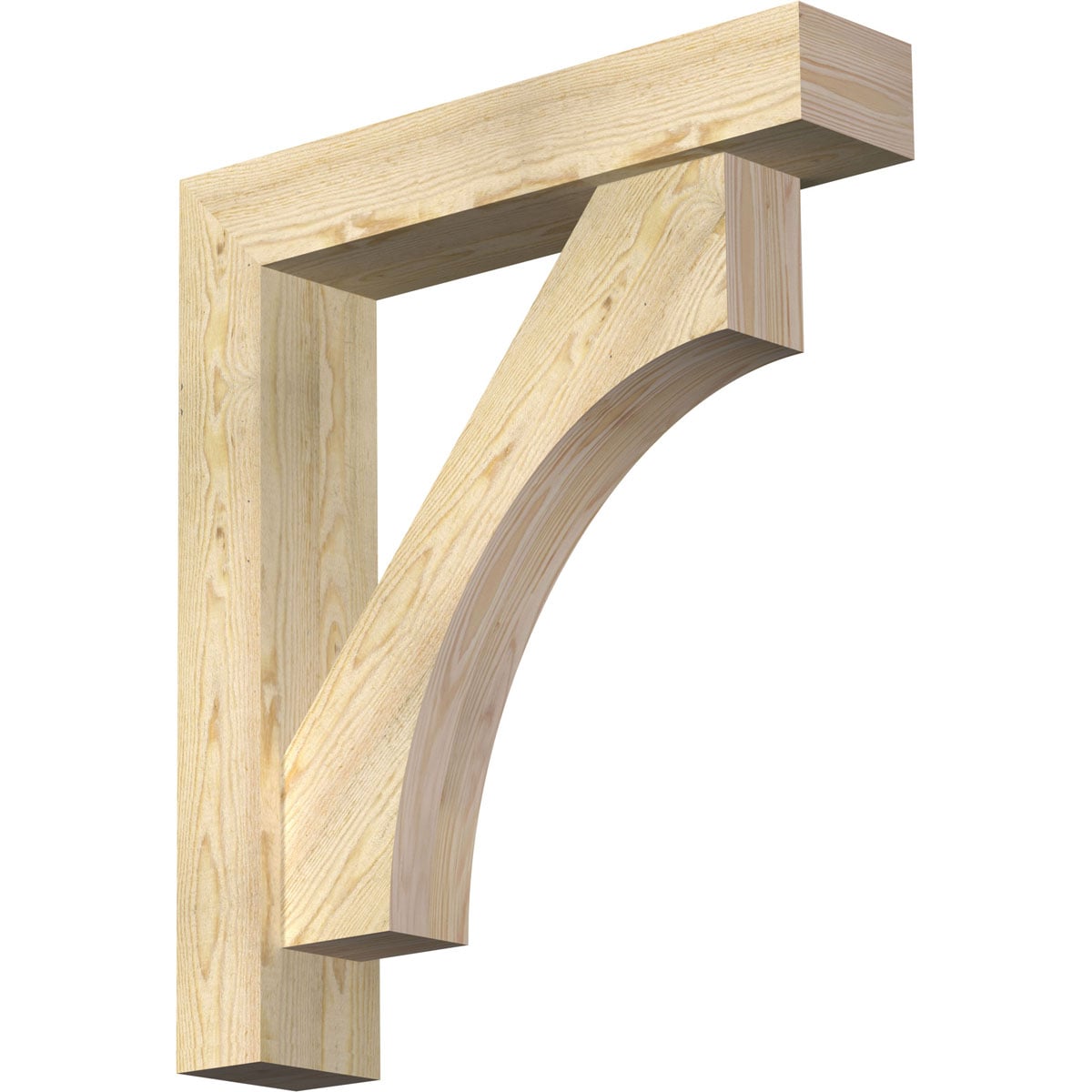 Ekena Millwork 1464553 Westlake block rough sawnbracket with offset brace 6-in x 28-in x 32-in Douglas fir Brown Wood Standard bracket