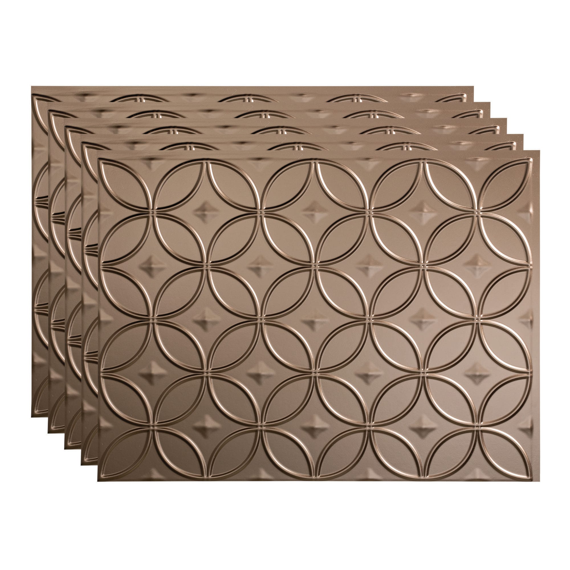 Fasade PB6128 Rings 18.25-in x 24.25-in Vinyl Argent Bronze Backsplash Panels 5.0 -Pack