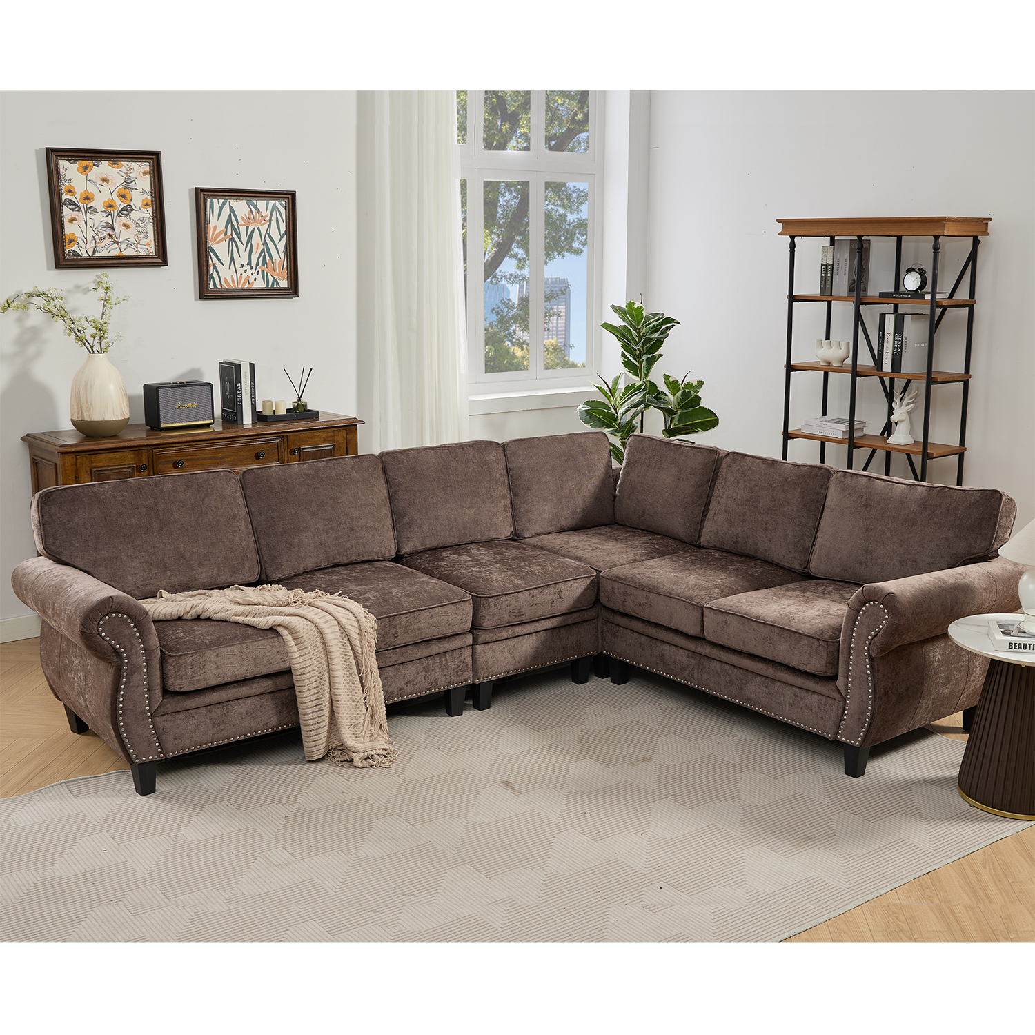 Mondawe MO-MT04089 109.5-in Modern Camel Sofa