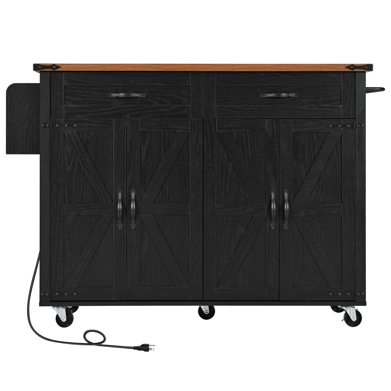 SINOFURN SYB260006BK Black MDF Base with MDF Rolling Kitchen Cart ( 17.7-Inches x 53.5-Inches x 36.5-Inches )