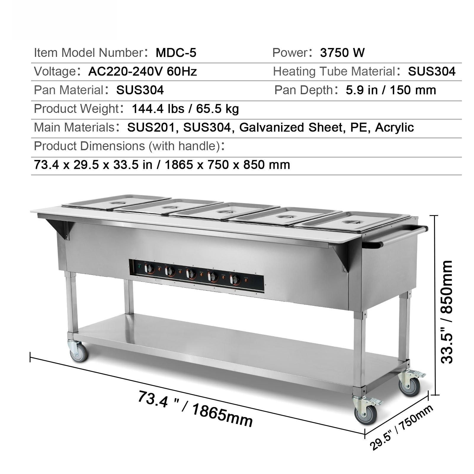 VEVOR DGBXGLZ60110V7K9SV1 Buffet-Servers - View #8