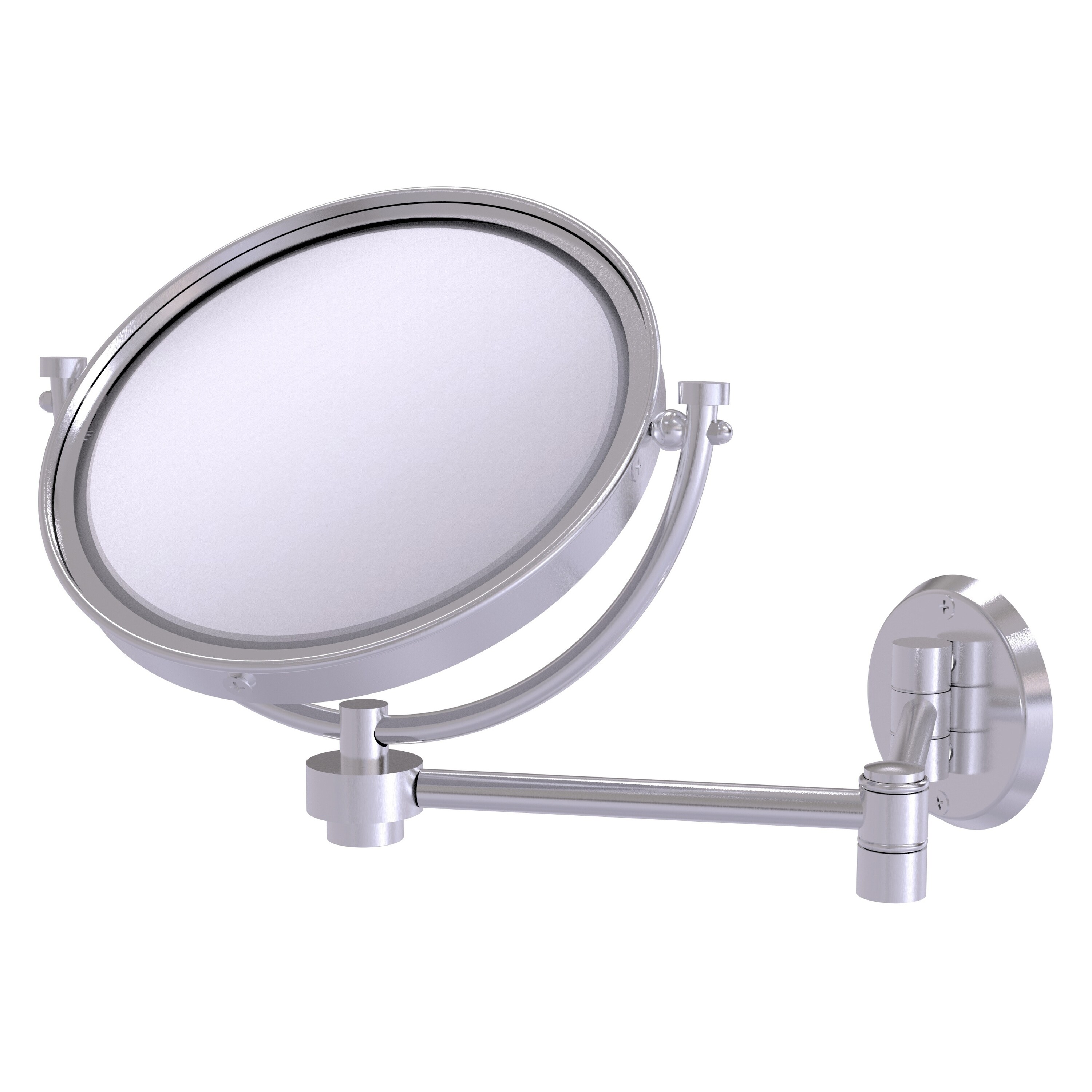 8-in x 10-in Satin Chrome Double-sided 5X Magnifying Wall-mounted Vanity Mirror | - Allied Brass WM-6/4X-SCH
