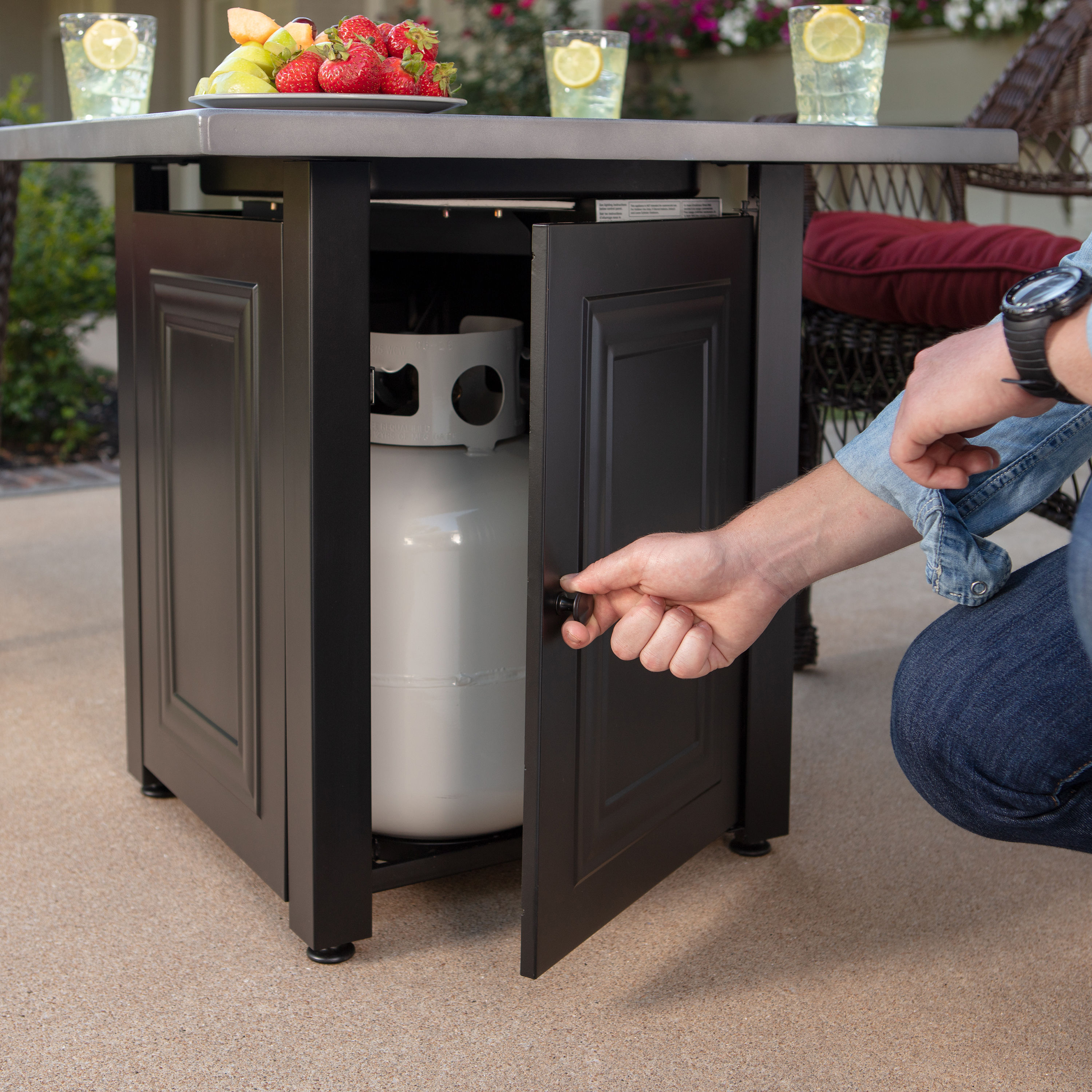 Wakefield Black and Grey Steel Gas Fire Pit Table