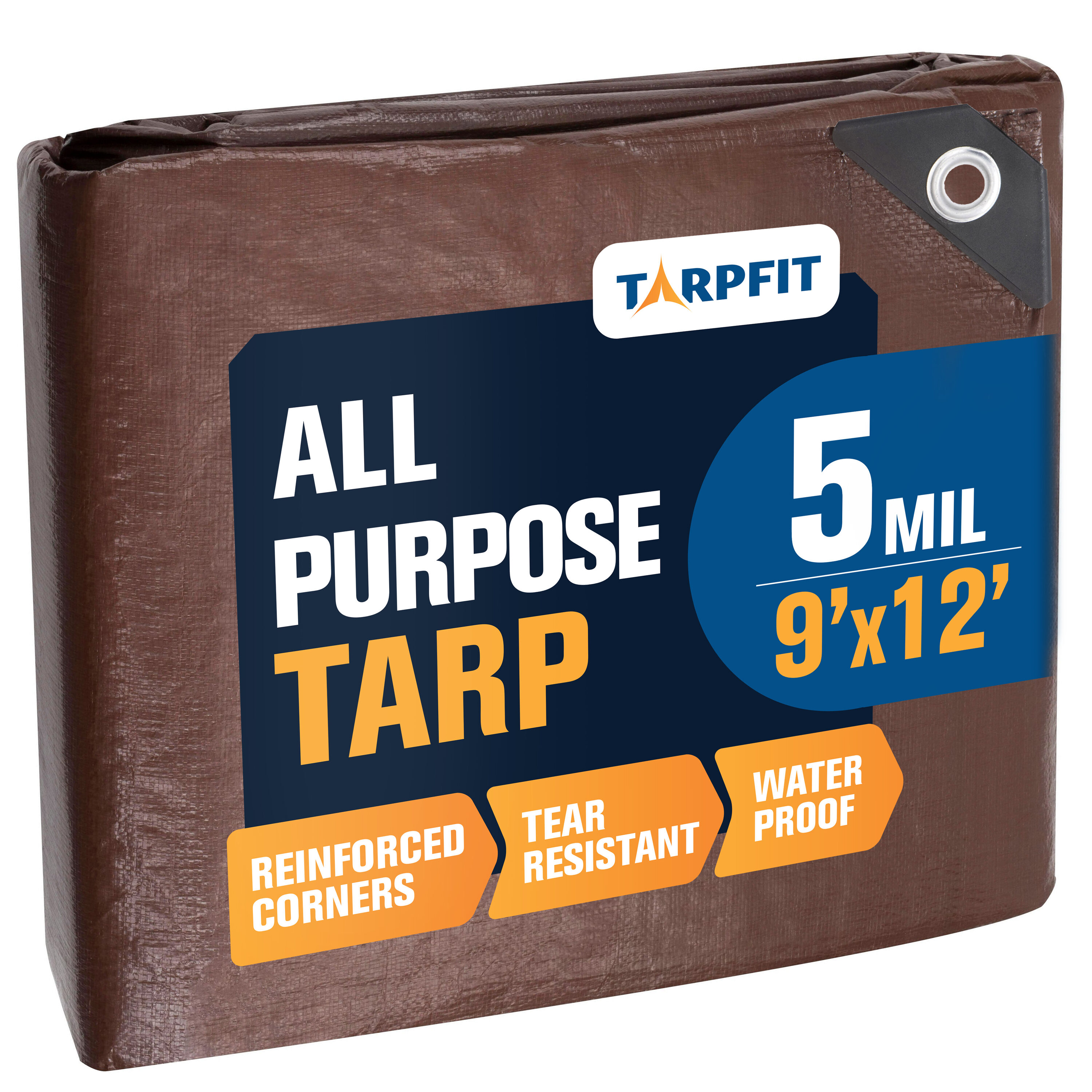 TARPFIT T5F-BR912 9-ft x 12-ft Brown Waterproof Commercial Polyethylene 5-mil Tarp