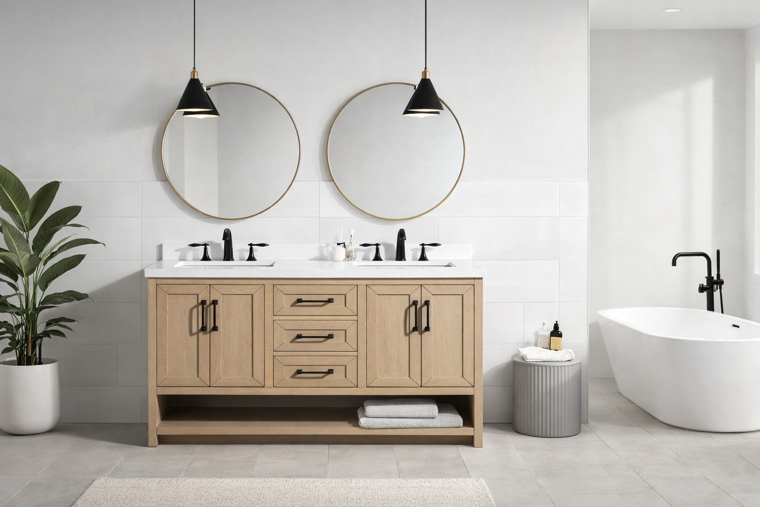 Ari Kitchen & Bath AKB-VENICE-55-OAKGRA Bath-Vanity-Combo - View #3