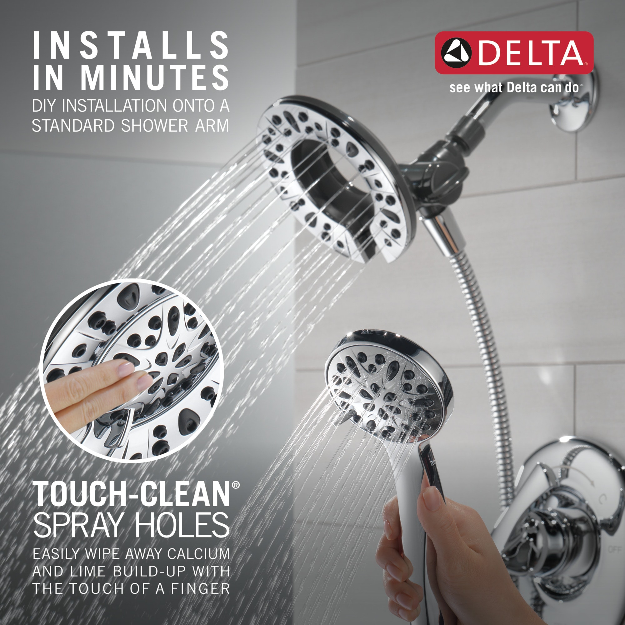 Delta Larkin Chrome 1-handle Multi-function Round Bathtub and Shower ...