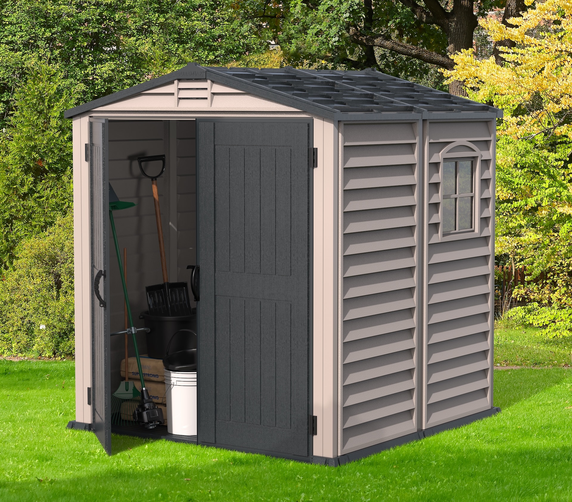 DuraMax Building Products 30425 6-Feet x 6-Feet StoreMate Plus Gable Vinyl Storage Shed (Floor Included)