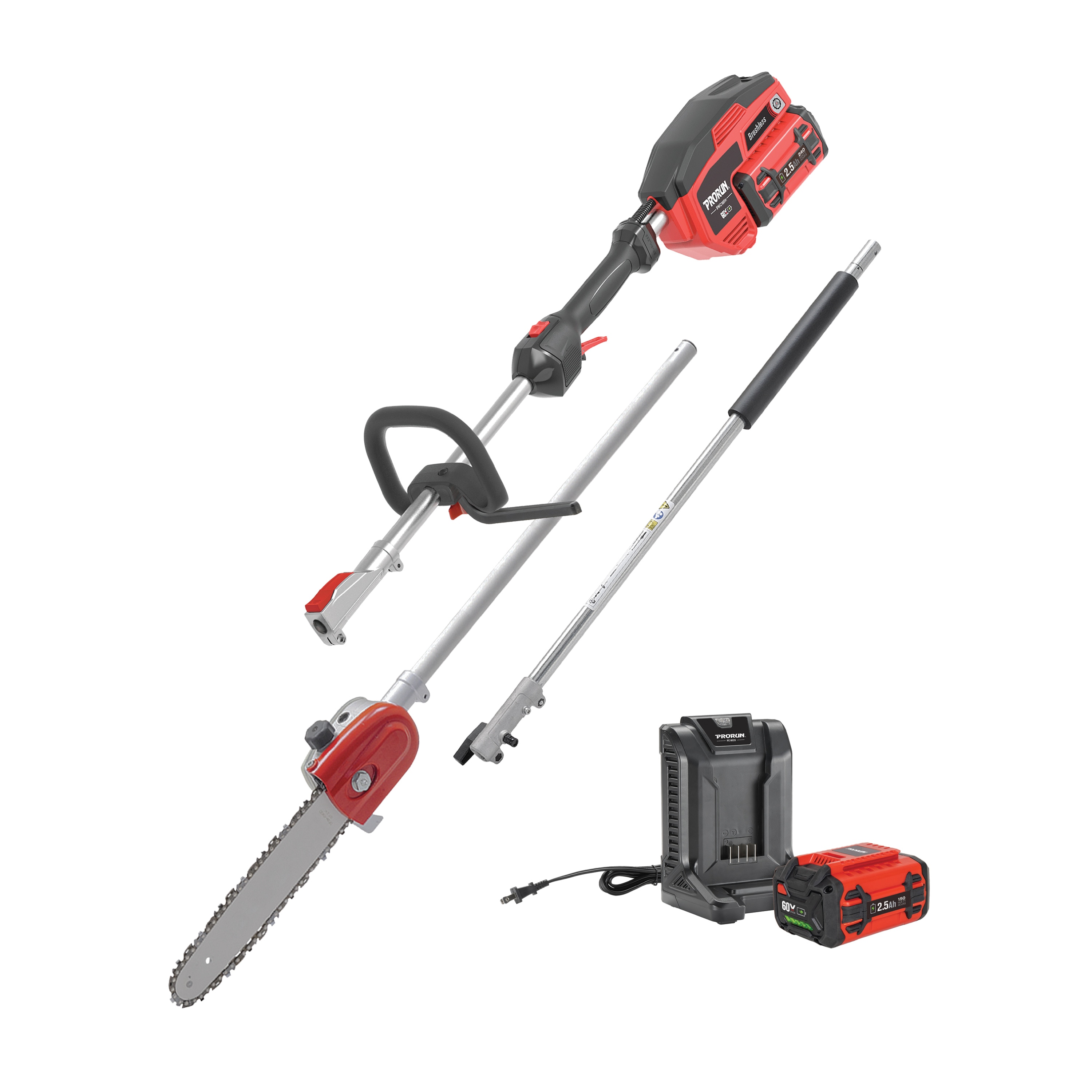 PRORUN PMC160P PMC160P Attachment Capable 60-volt 10-in 2.5 -Amp 2.5 Ah Battery Pole Saw Battery Included , Charger Included