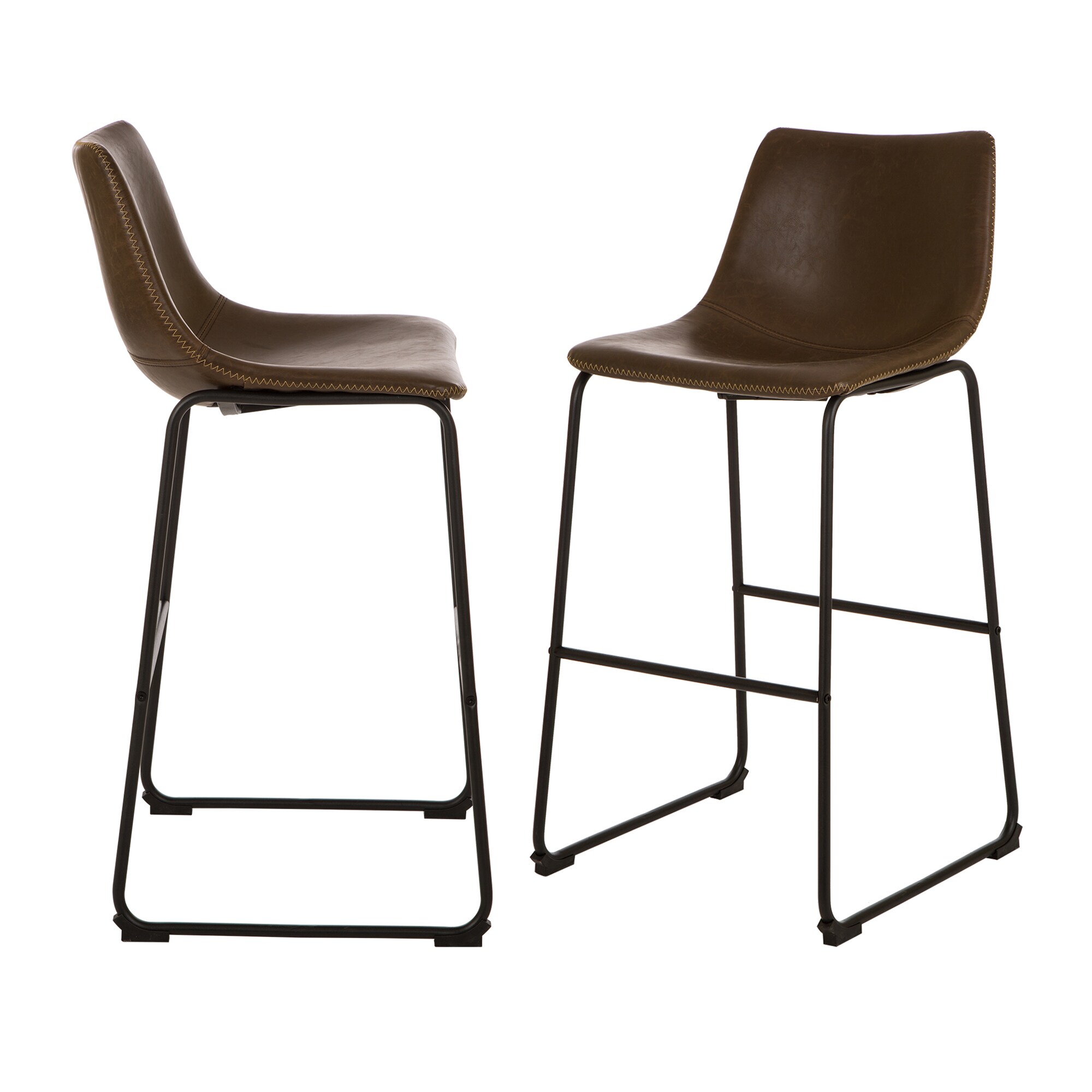 Glitzhome Brown 28-in H Tall Upholstered Metal Bar Stool Back at Lowes.com