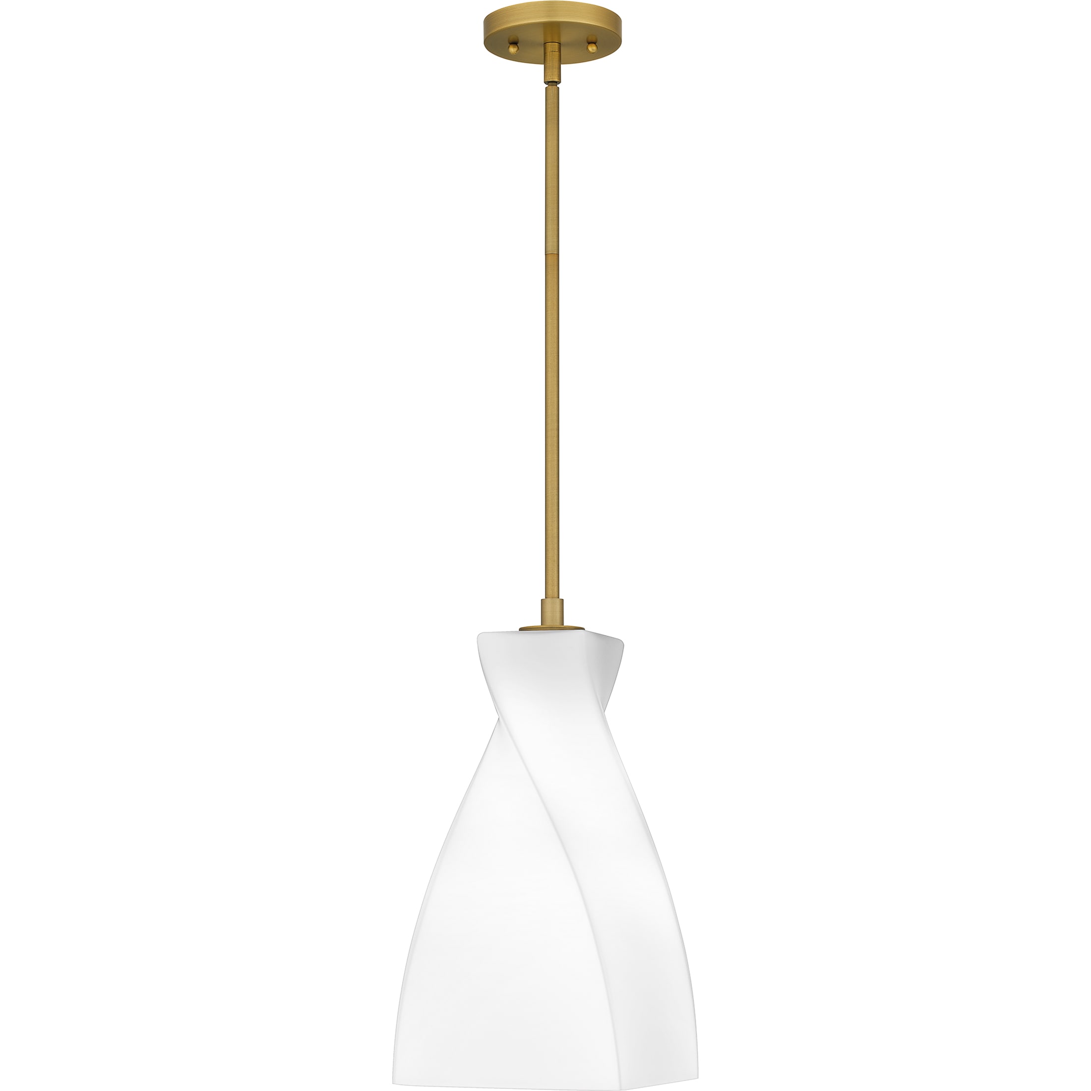 Quoizel STS1508BRG Stetson 1 -Light Brushed Gold Transitional Etched glass Geometric Mini Hanging Pendant light