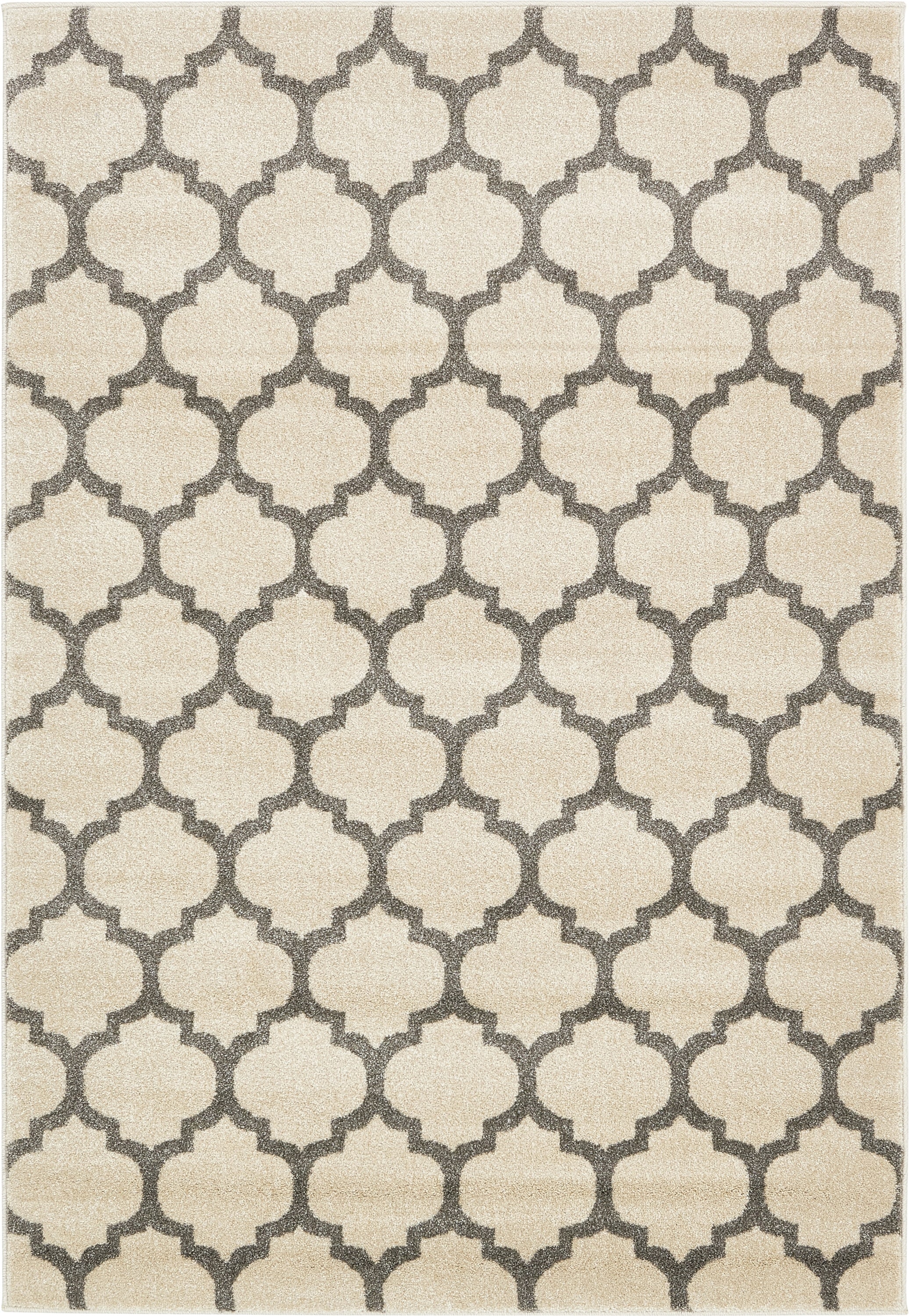 Unique Loom 3128667 Philadelphia Trellis 4 x 6 (ft) Loomed Polypropylene Beige and Gray Rectangular Indoor Geometric Industrial Area rug