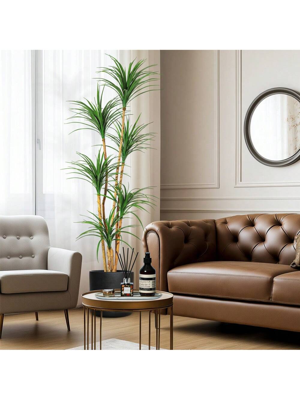 Qeetex PHO-34J3XJWG-HF4 Versatile 4ft/5ft/6ft Simulation Dracaena Artificial Tree For Stylish Home And Office Decoration