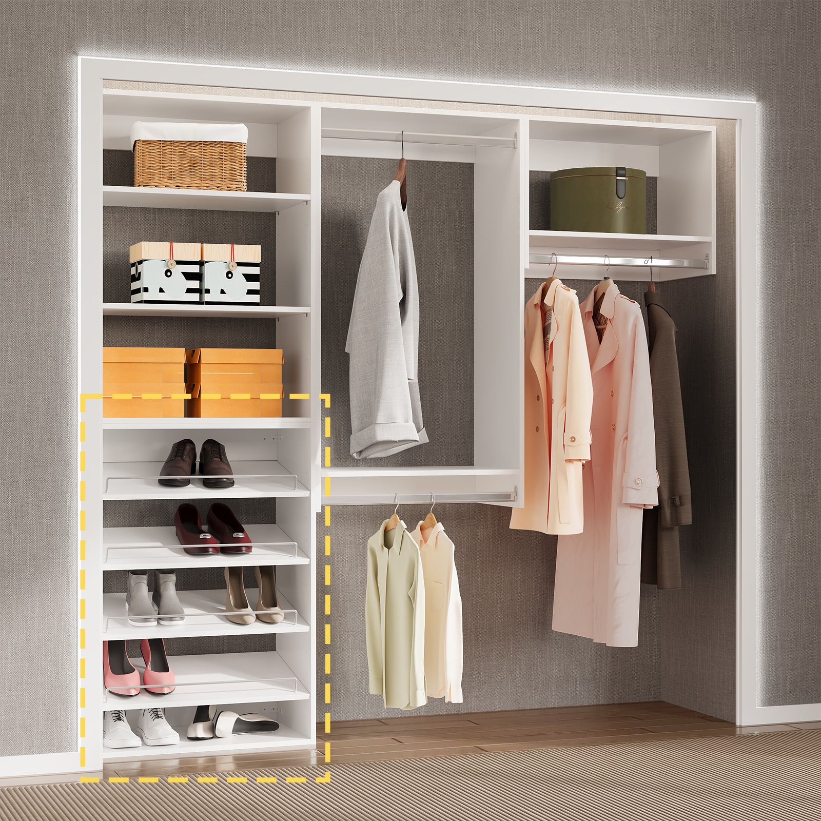 LOVMOR SF-Y-YMG07-20-W Wood-Closet-Shelves - View #4
